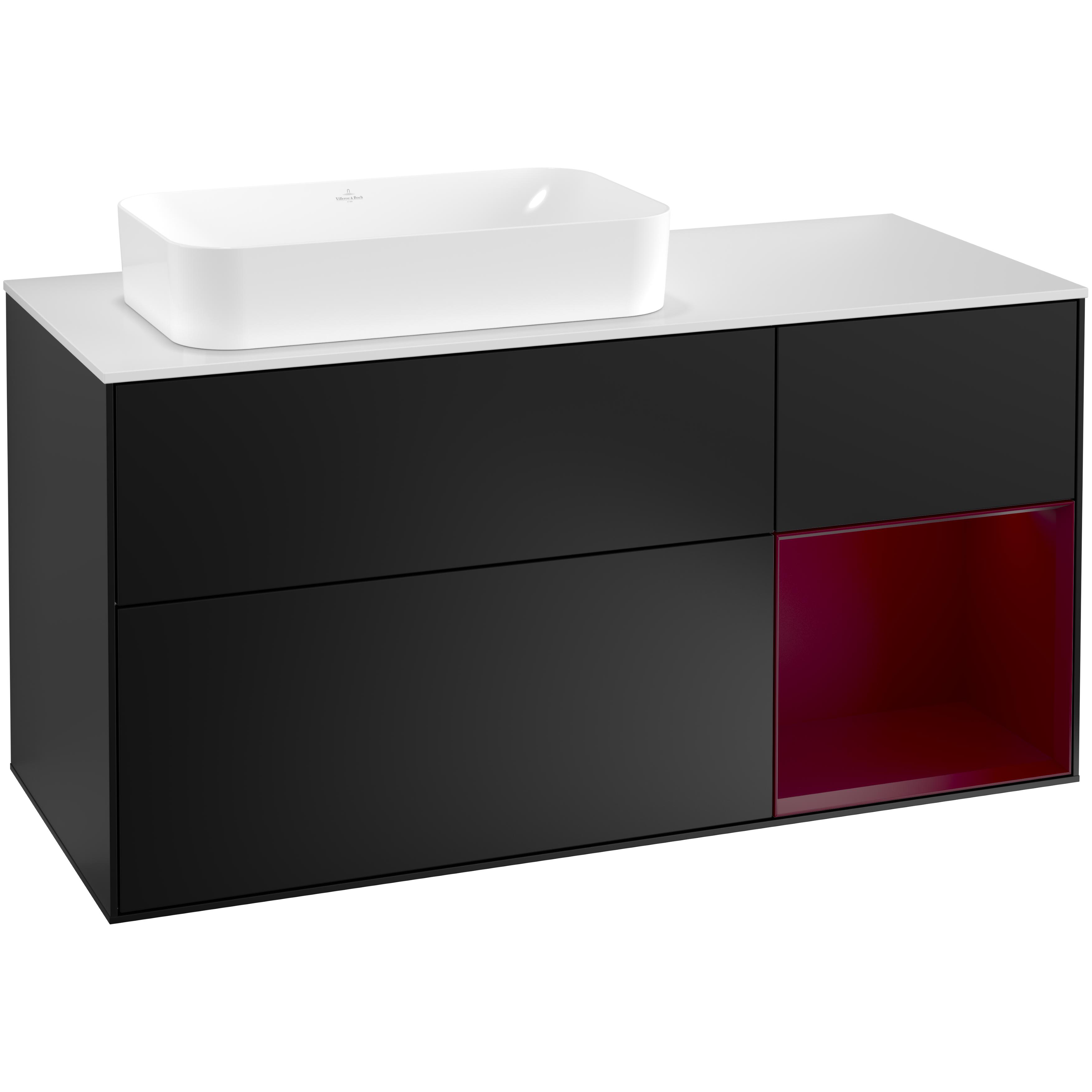 Tvättställsskåp Villeroy & Boch Finion med 3 Lådor Hylla och Bänkskiva för Ocentrerat Fristående Tvättställ