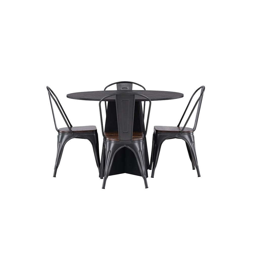 Spisegruppe Venture Home Bootcut Ø110 cm med 4 Tempe Stoler