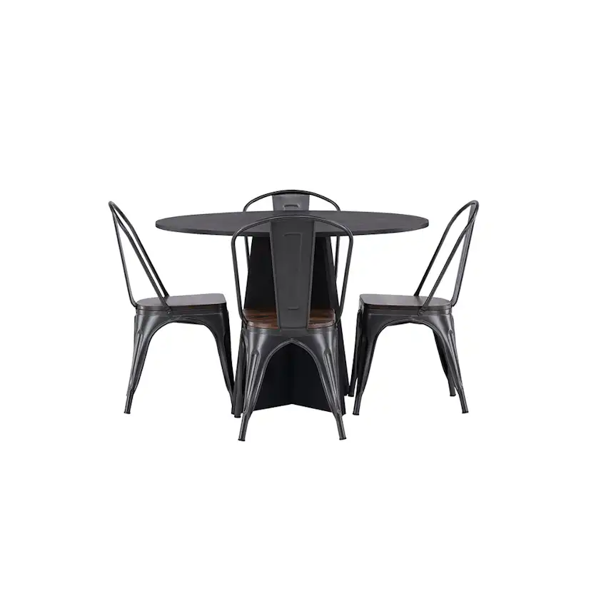 Spisegruppe Venture Home Bootcut Ø110 cm med 4 Tempe Stoler