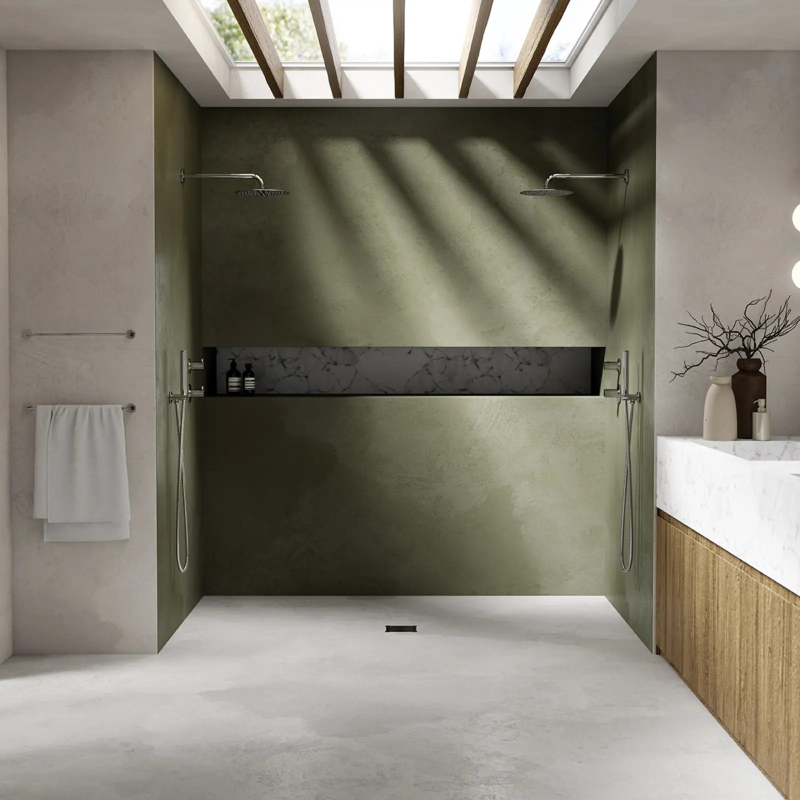 Silhouet DS1 takdusj for innbygging komplett, krom Krom