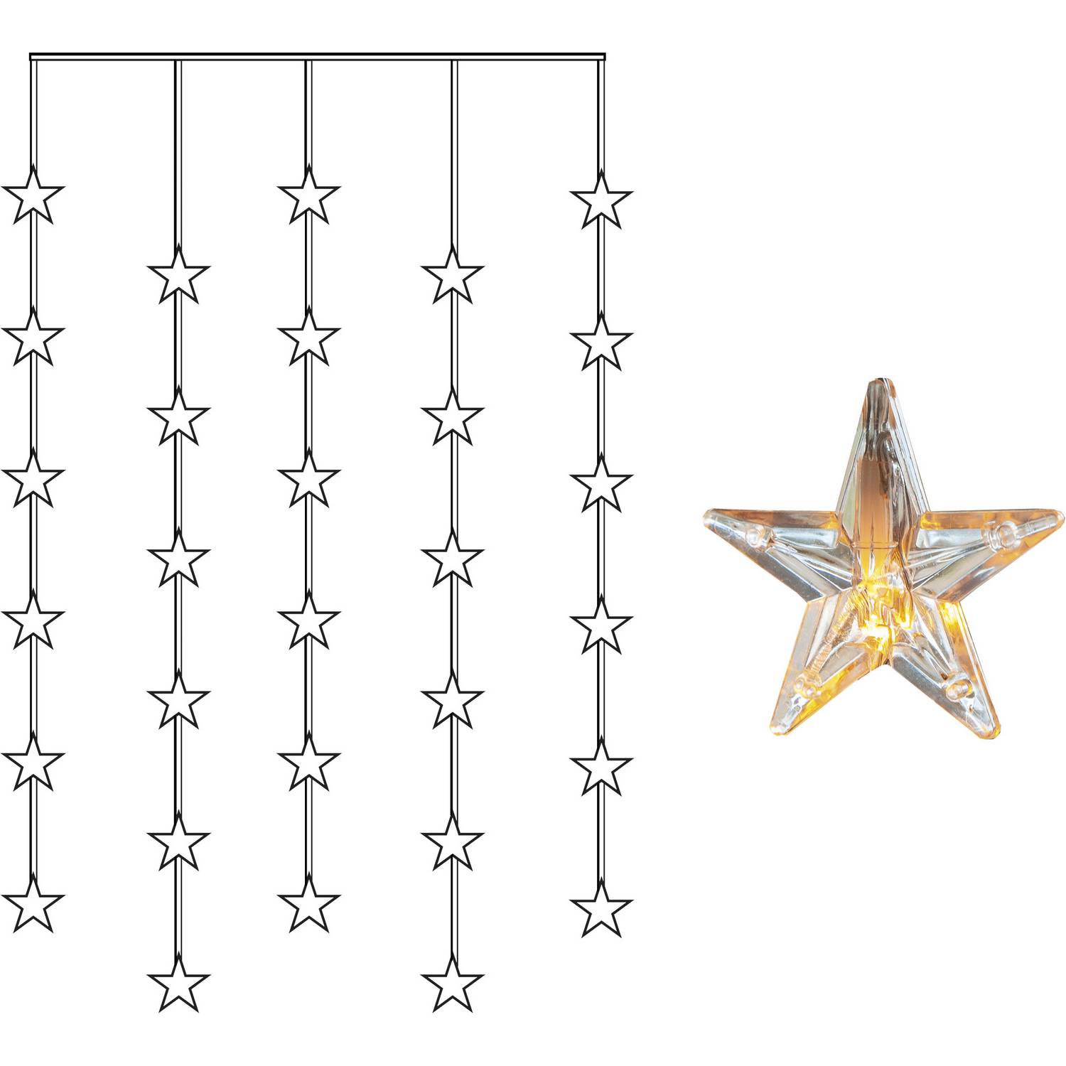 Lysgardin Star Trading Star Curtain Hengende Gardinslenke med Stjerner LED