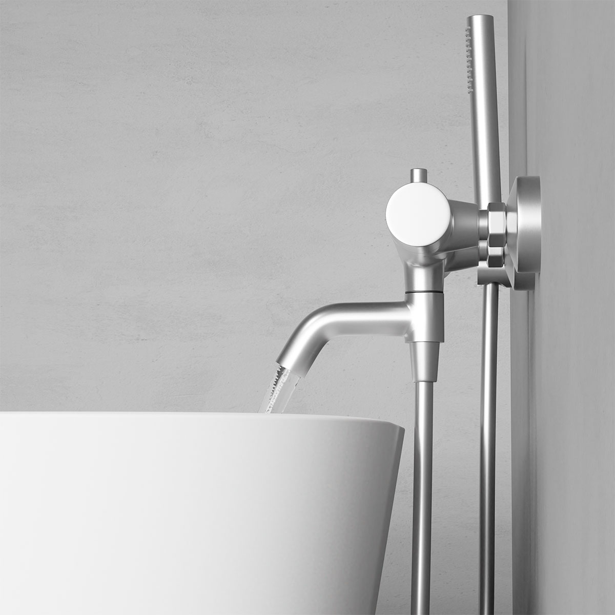 Badekarbatteri Scandtap Steel Pleasure 4 med Hånddusj