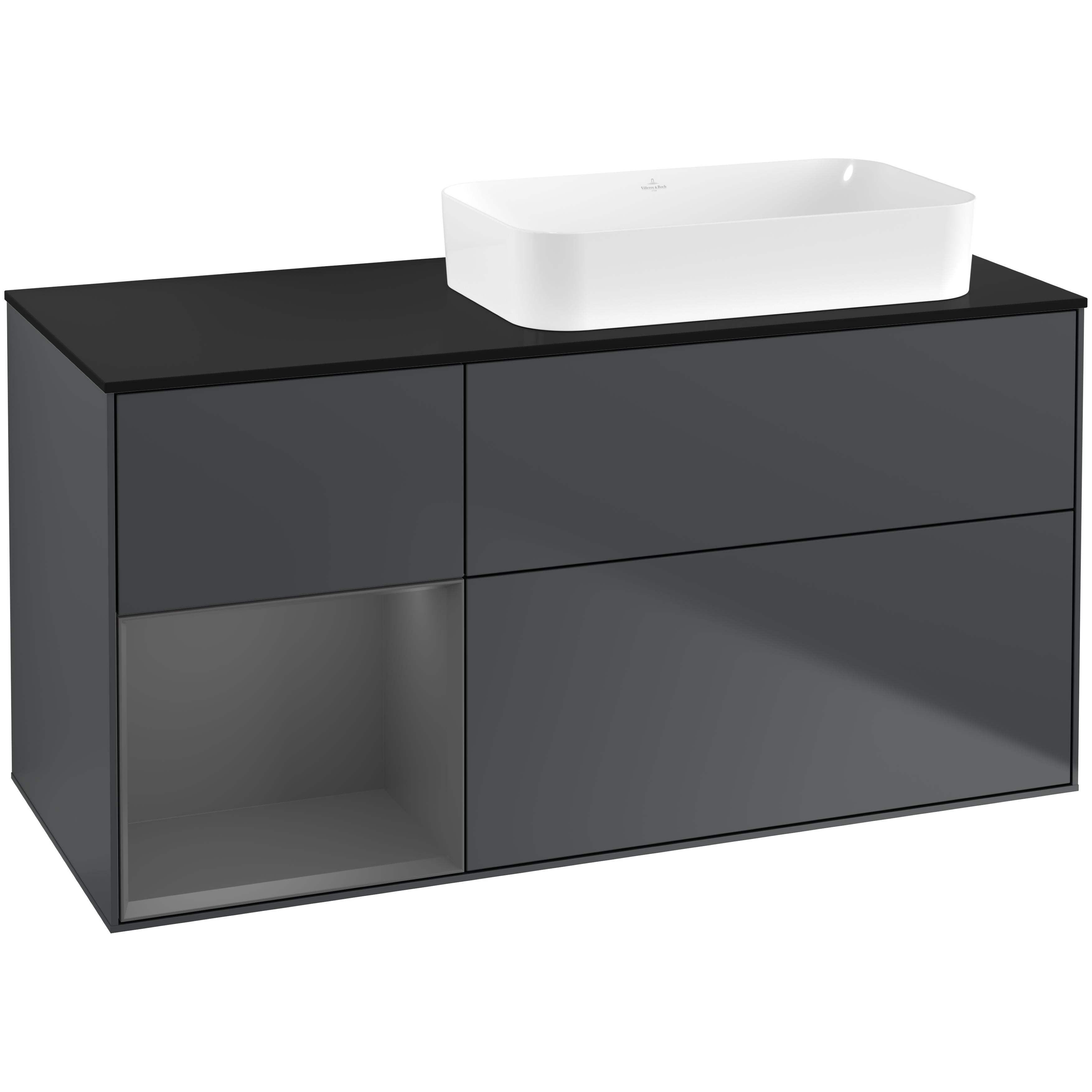 Tvättställsskåp Villeroy & Boch Finion med 3 Lådor Hylla och Bänkskiva för Ocentrerat Fristående Tvättställ