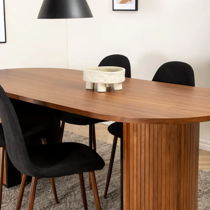 Spisegruppe Venture Home Bianca Valnøtt med 6 Pobbie Stoler Polyester