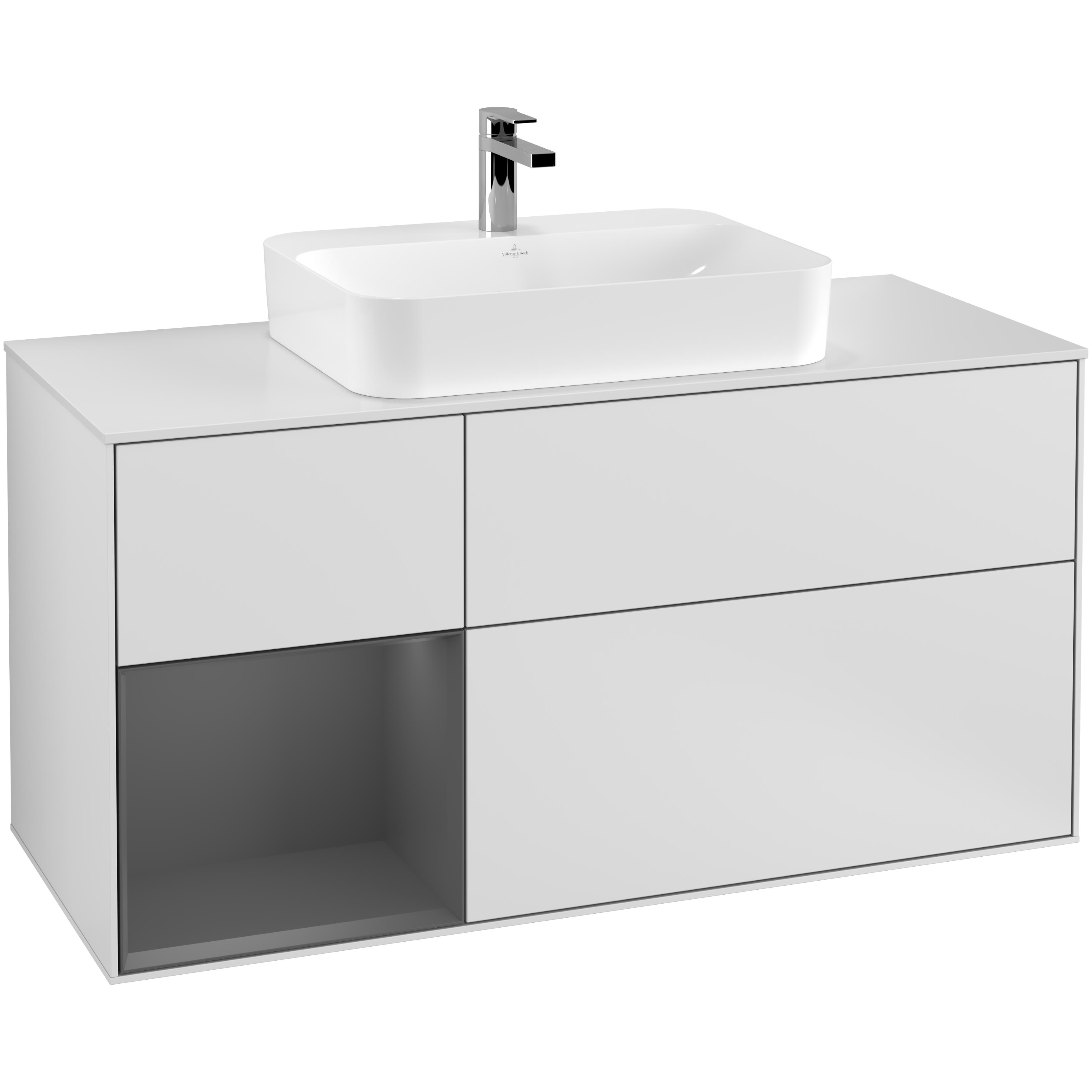 Tvättställsskåp Villeroy & Boch Finion med 3 Lådor Hylla och Bänkskiva för Ytmonterat Tvättställ | badrum - badrumsmobler - tvattstallsskap-och-kommod | KakelKungen