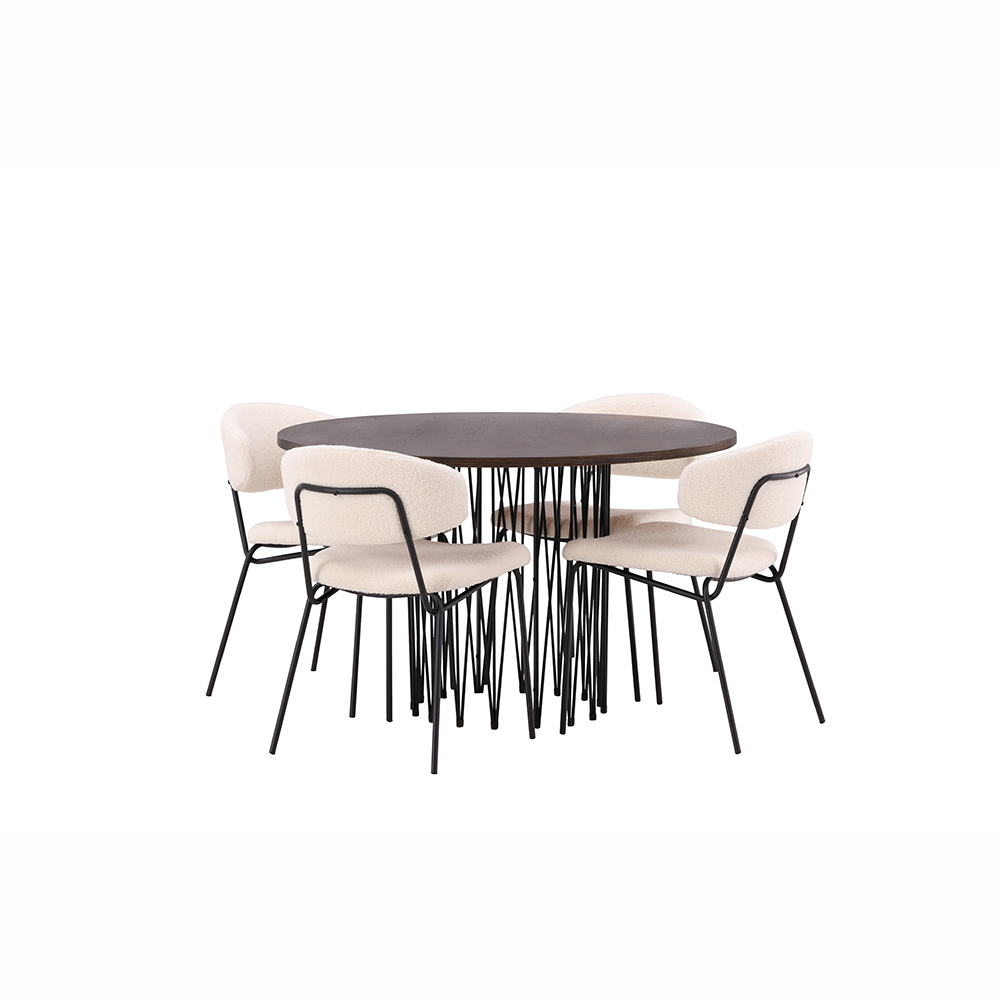 Spisegruppe furniture/fashion Stone med 4 Chico Stoler Rundt
