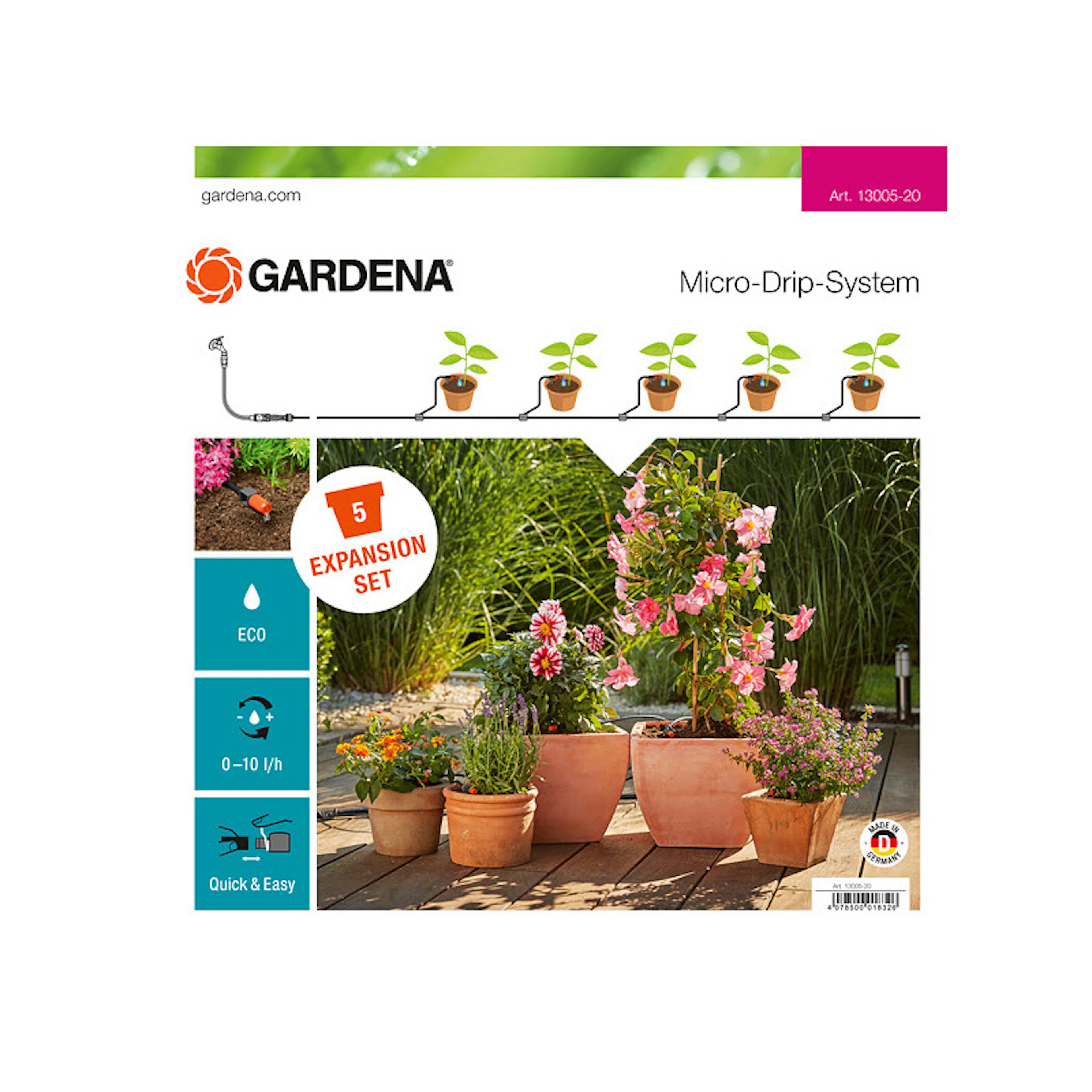 Påbyggningspakke Gardena Micro-Drip-System M for Blomsterpotter