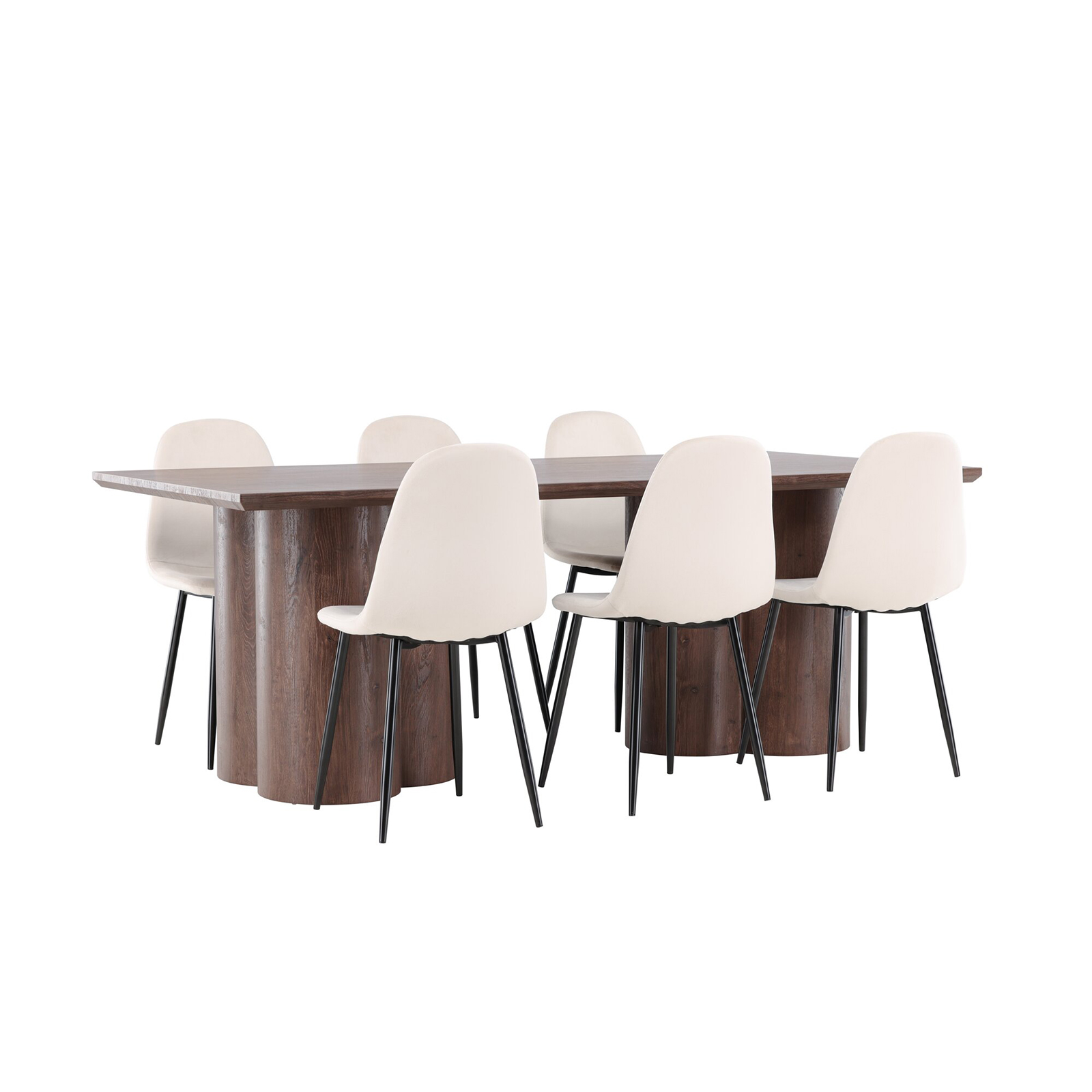 Spisegruppe Venture Home Olivia 210 med 6 stk Polar Stoler Fløyel