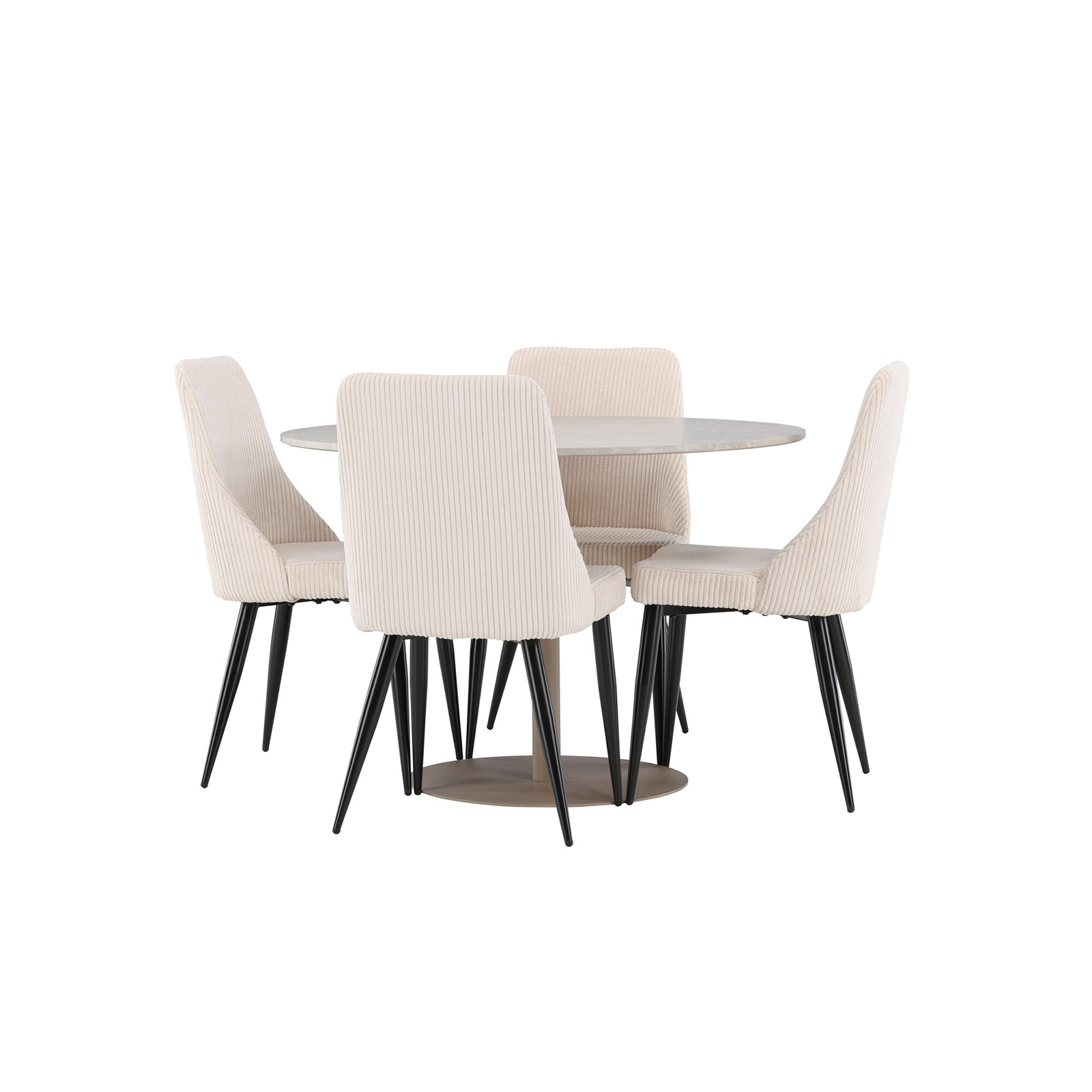 Spisegruppe Venture Home Lycke Ø110 med 4 stk Leone Stoler