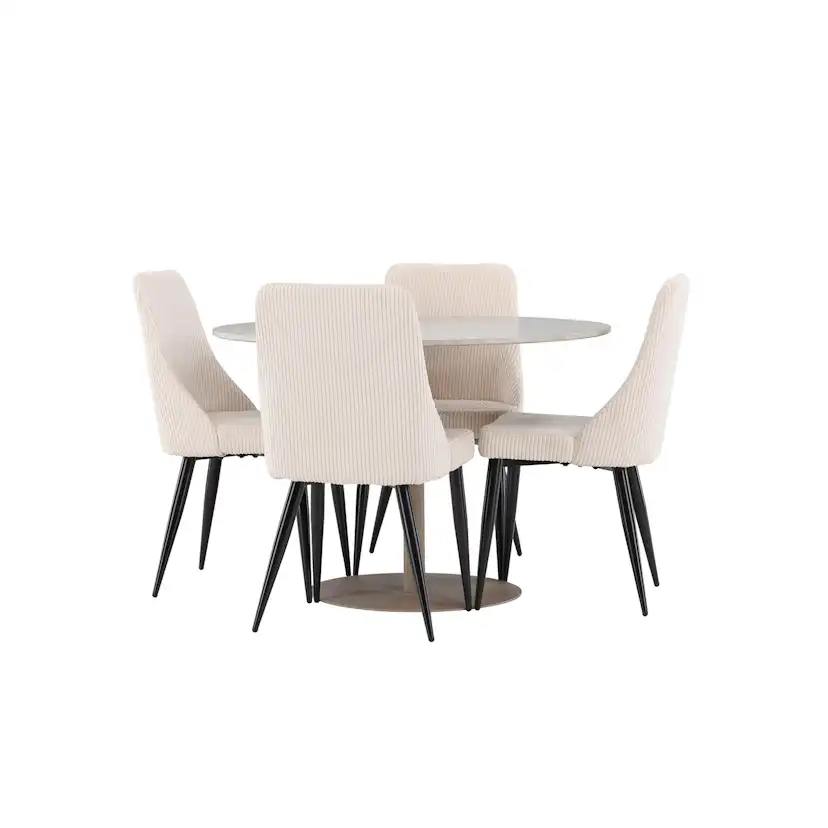 Spisegruppe Venture Home Lycke Ø110 med 4 stk Leone Stoler