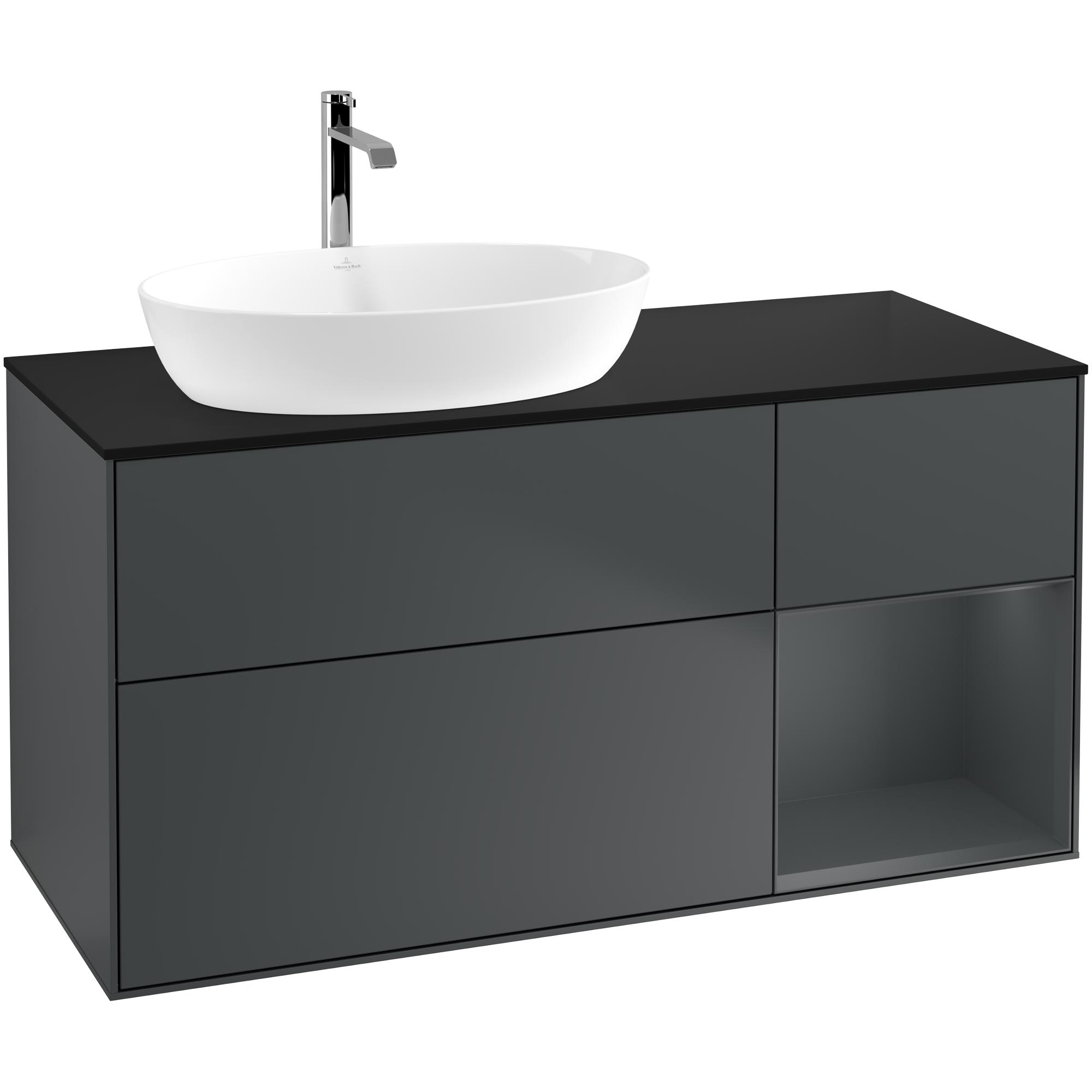 Tvättställsskåp Villeroy & Boch Finion med 3 Lådor Hylla och Bänkskiva för Ocentrerat Tvättställ från Artis & Collaro