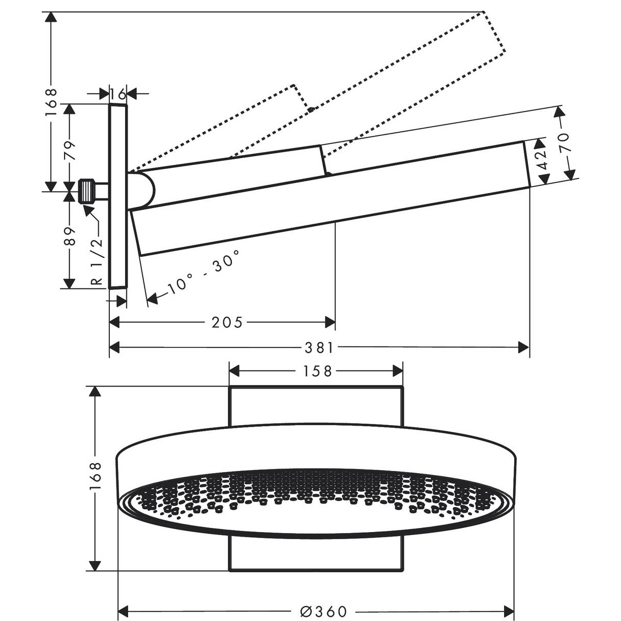 Huvuddusch Hansgrohe Rainfinity 360 1jet Mattsvart MattSort