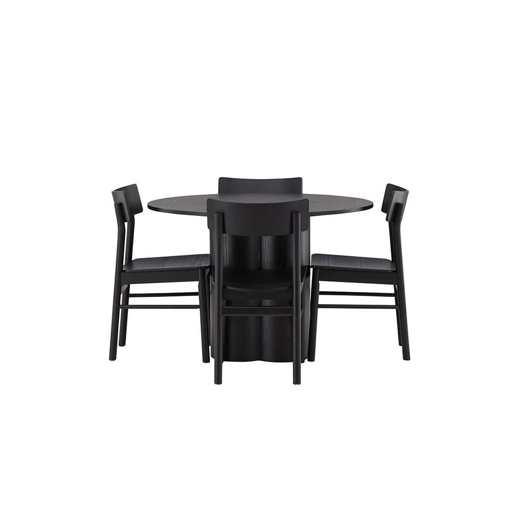 Spisegruppe Venture Home Olivia Ø 110 cm med 4 Montros Stoler