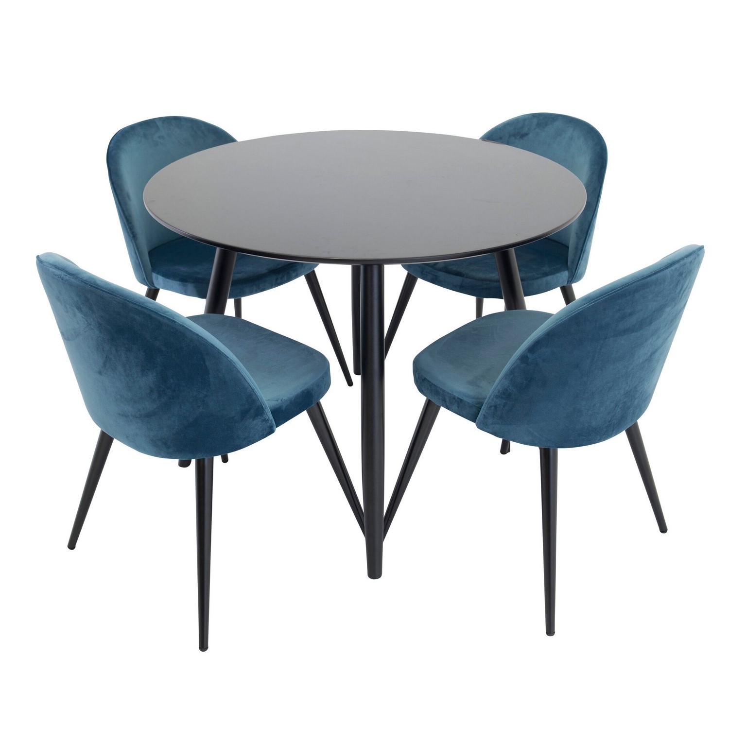 Spisegruppe Venture Home Plaza med 4stk Velvet Stoler