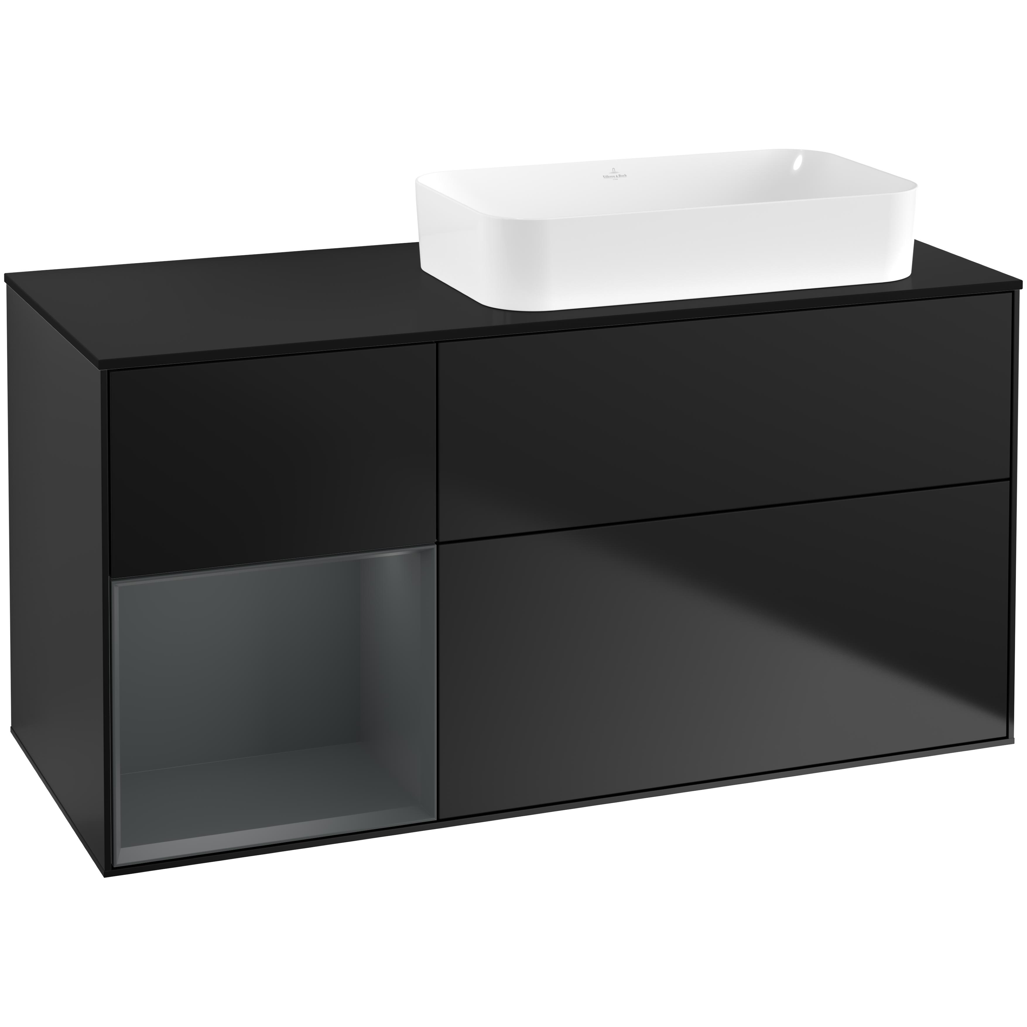 Tvättställsskåp Villeroy & Boch Finion med 3 Lådor Hylla och Bänkskiva för Ocentrerat Fristående Tvättställ