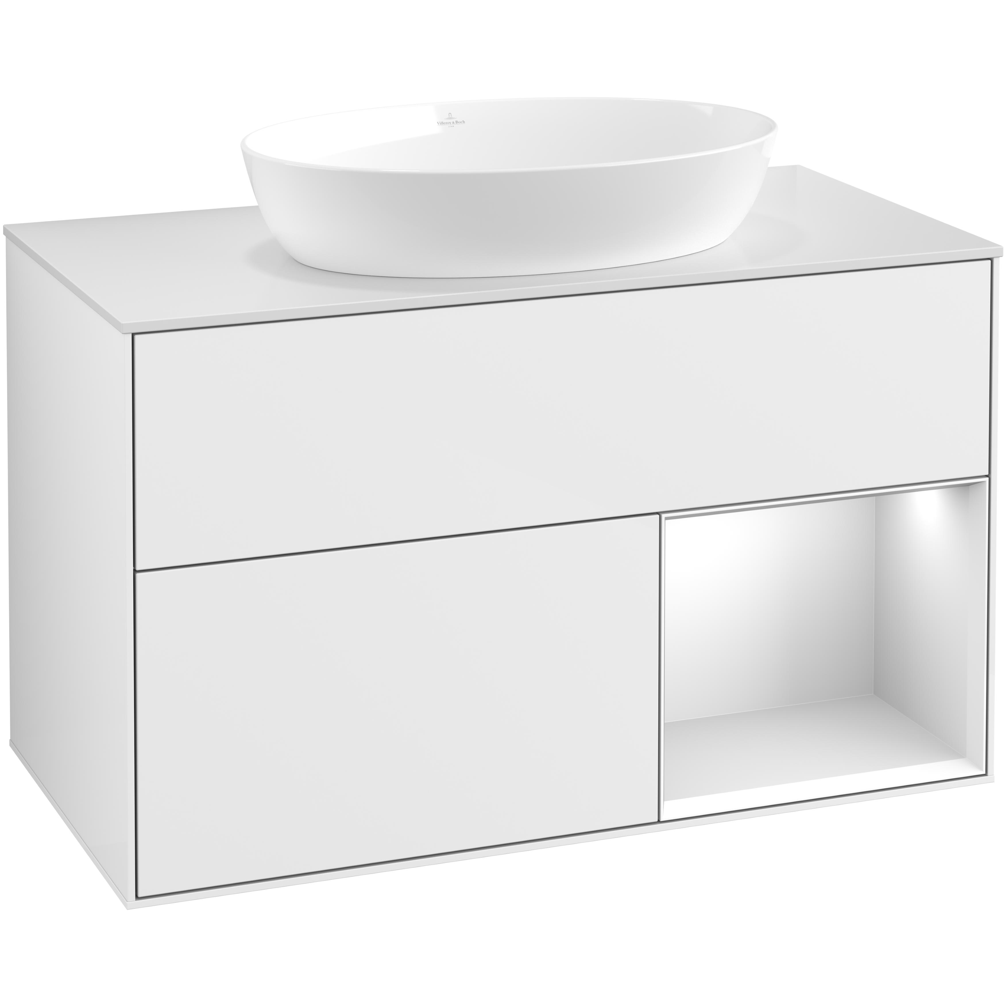 Tvättställsskåp Villeroy & Boch Finion med 2 Lådor Hylla och Bänkskiva för Fristående Tvättställ från Artis & Collaro | badrum - badrumsmobler - tvattstallsskap-och-kommod | KakelKungen