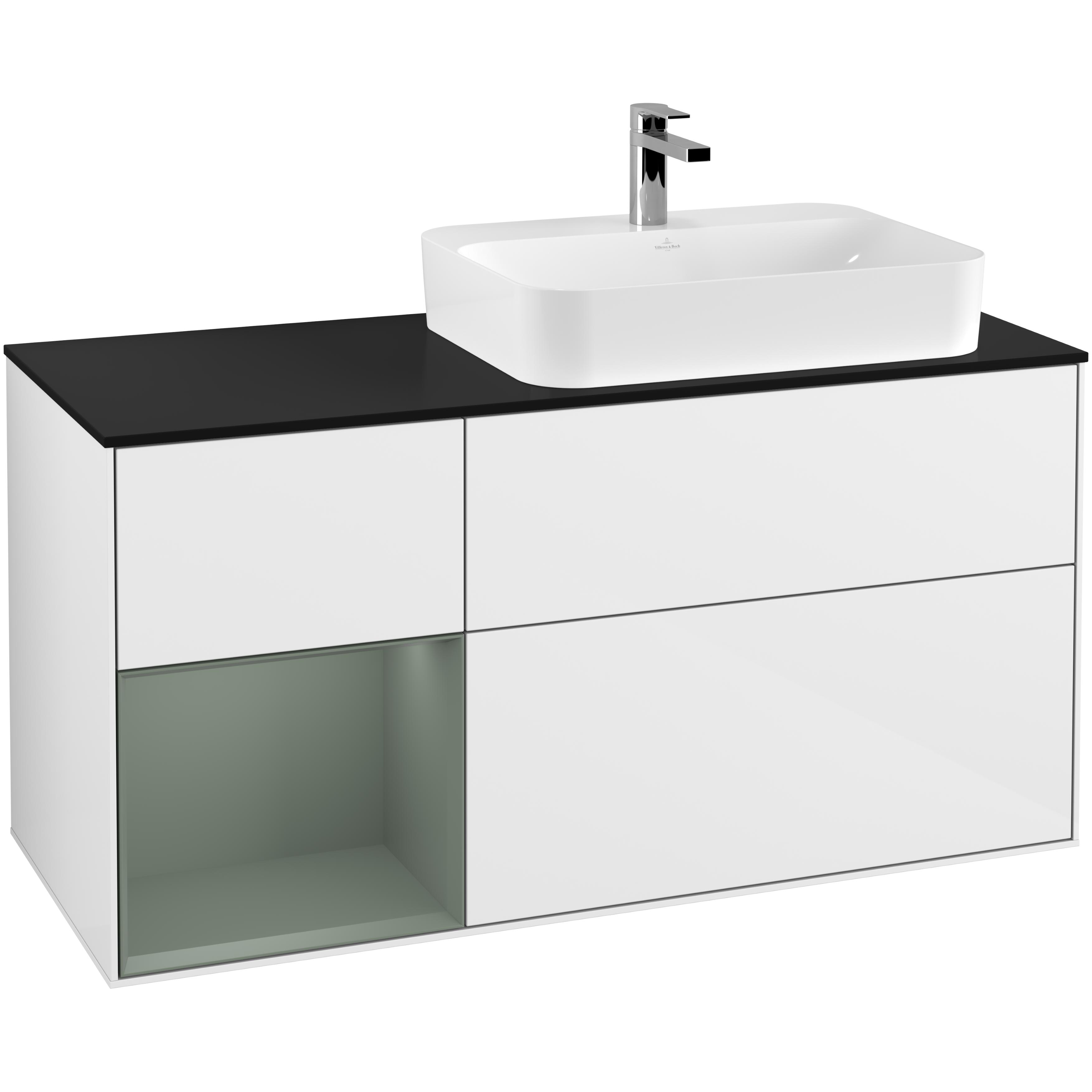 Tvättställsskåp Villeroy & Boch Finion med 3 Lådor Hylla och Bänkskiva för Ocentrerat Ytmonterat Tvättställ