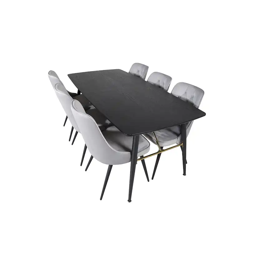Spisegruppe Venture Home Gold med 6 Velvet Deluxe Stoler