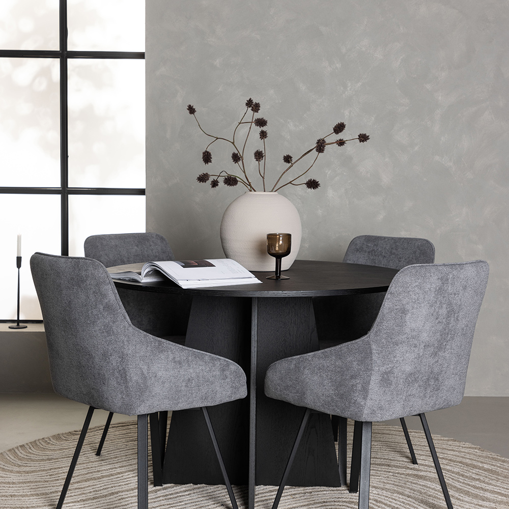 Spisegruppe Venture Home Bootcut Ø110 cm med 4 stk Rosie Stoler