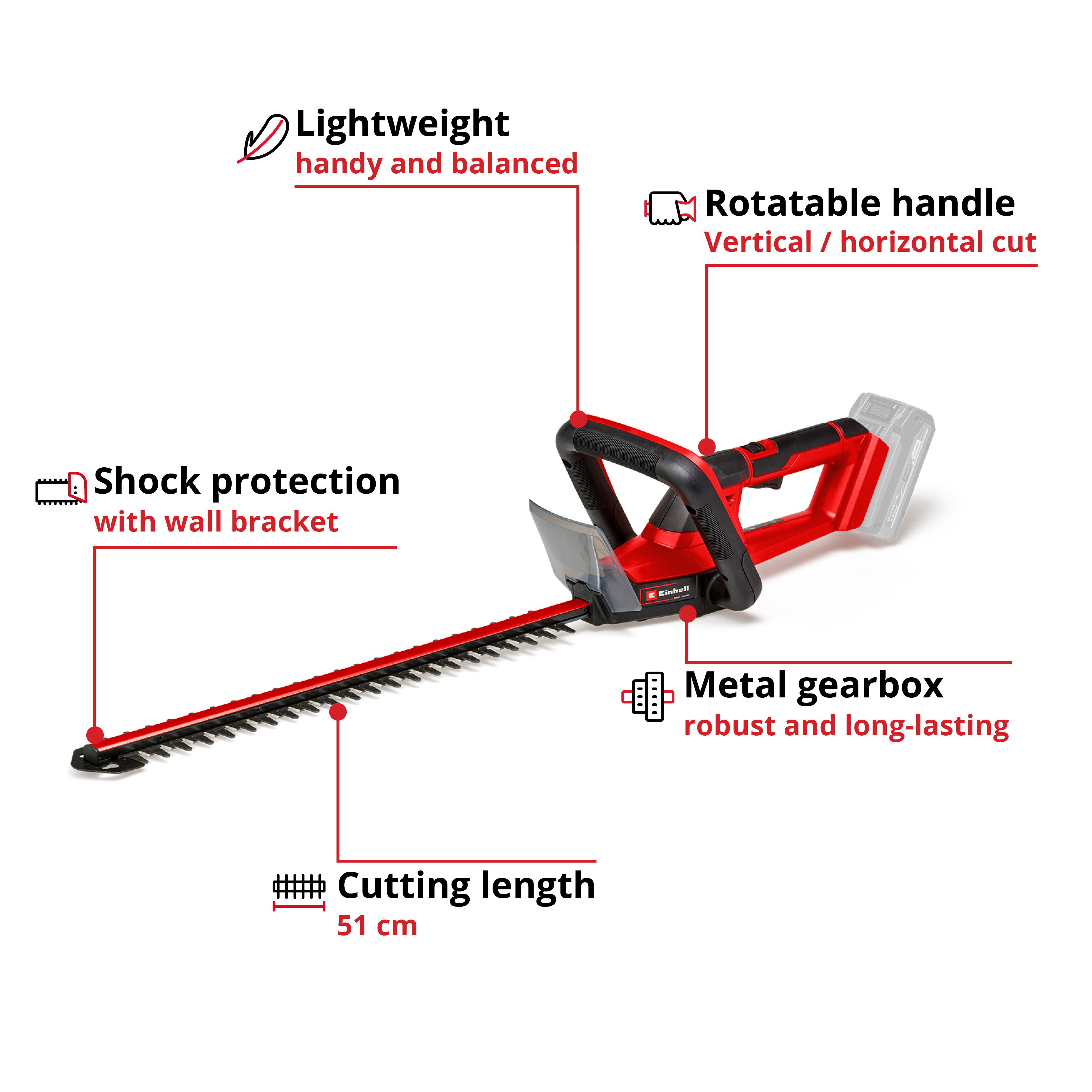Hekksaks Einhell GC-CH 18/50 Li Uten Batteri og Lader