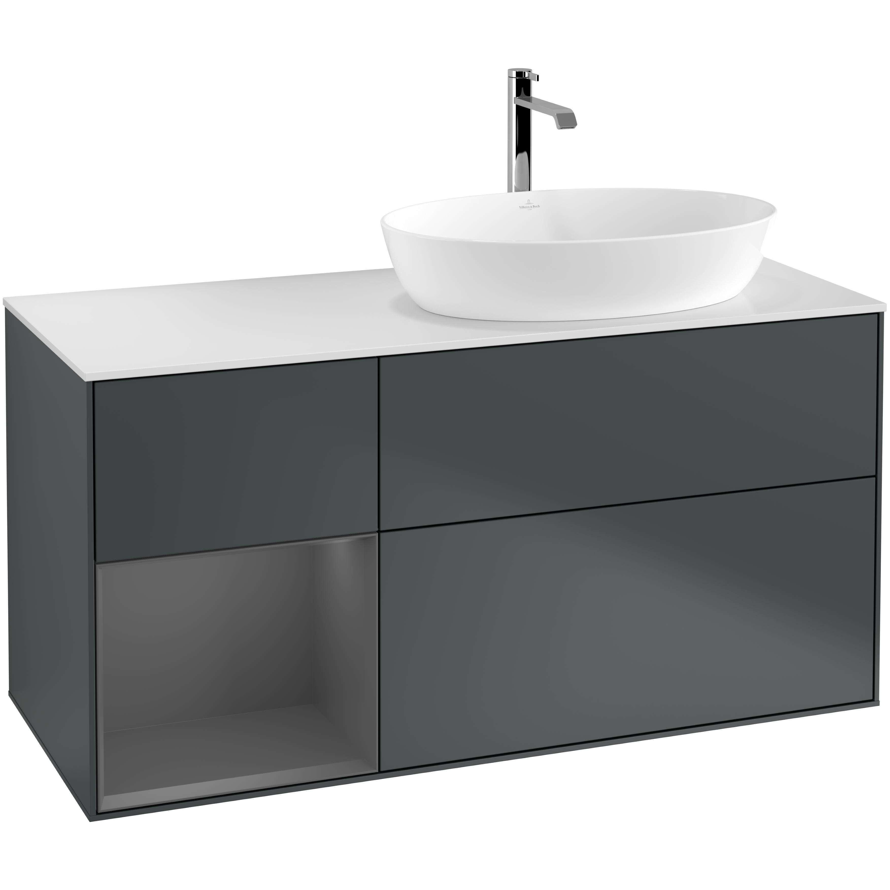 Tvättställsskåp Villeroy & Boch Finion med 3 Lådor Hylla och Bänkskiva för Ocentrerat Tvättställ från Artis & Collaro