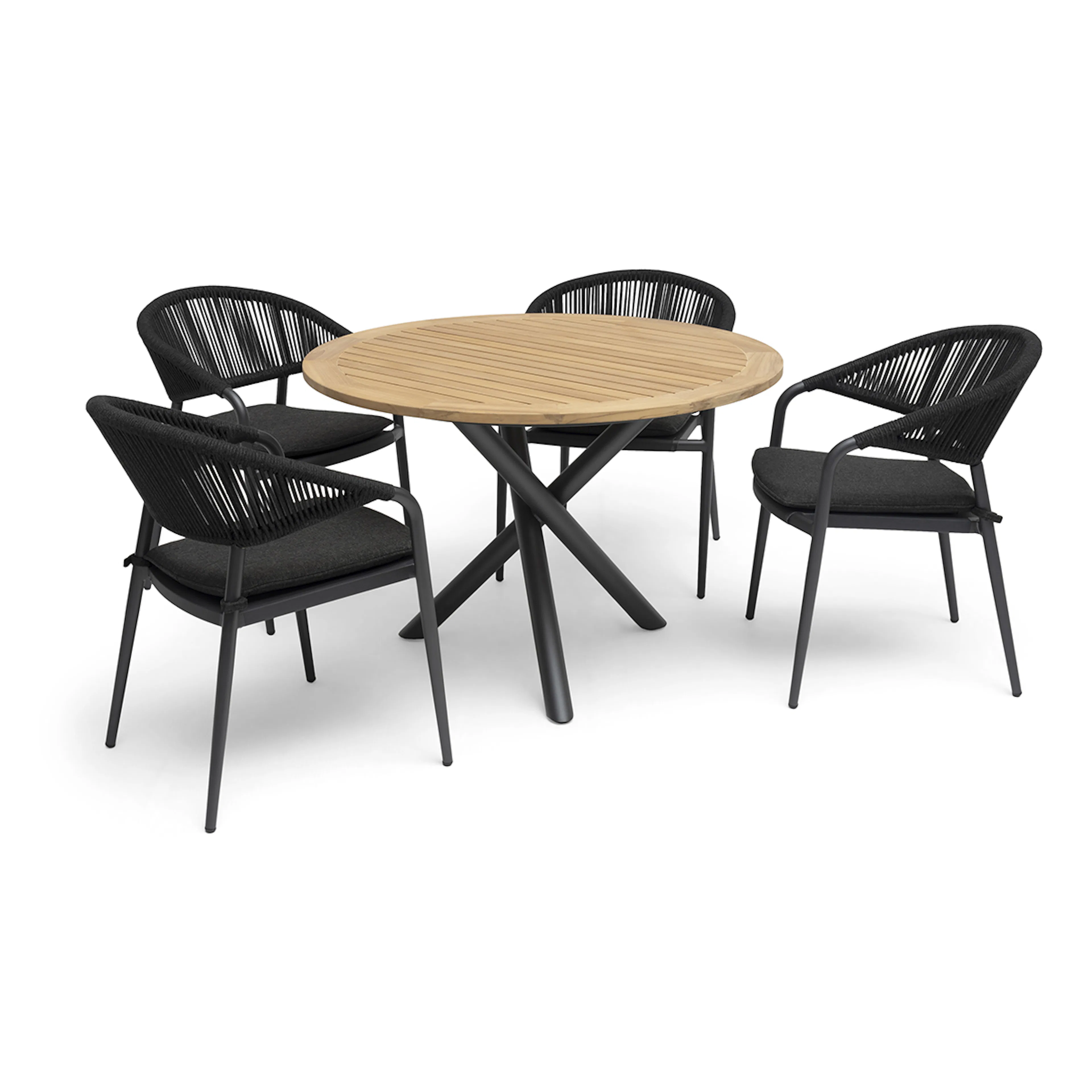 Spisegruppe Hillerstorp Ekeryd Ø110 cm med 4 stk Hagestoler