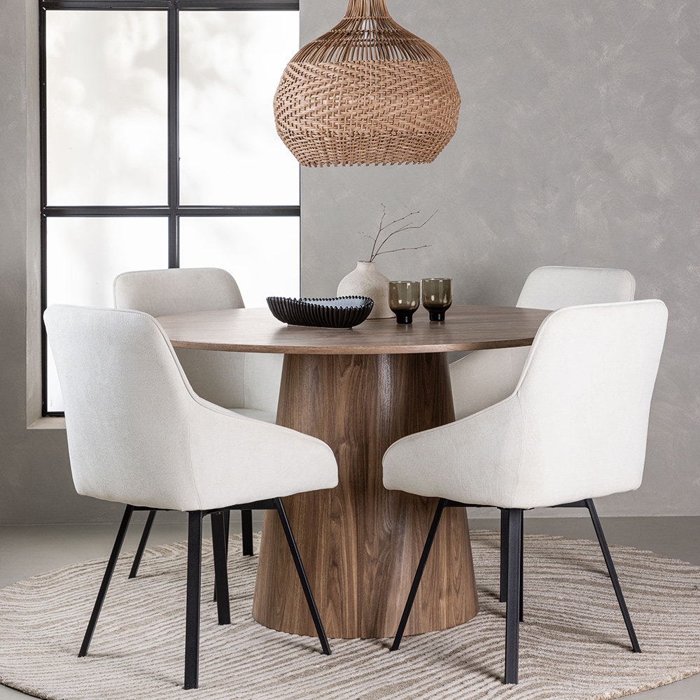 Spisegruppe Venture Home Lanzo Ø120 cm med 4 stk Rosie Stoler