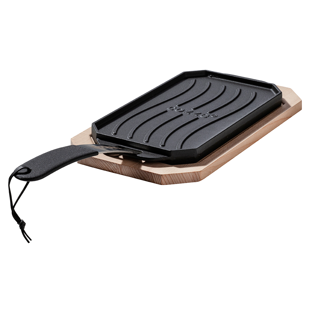 Støpejernspanne Cozze med Treunderlag 165x330 mm