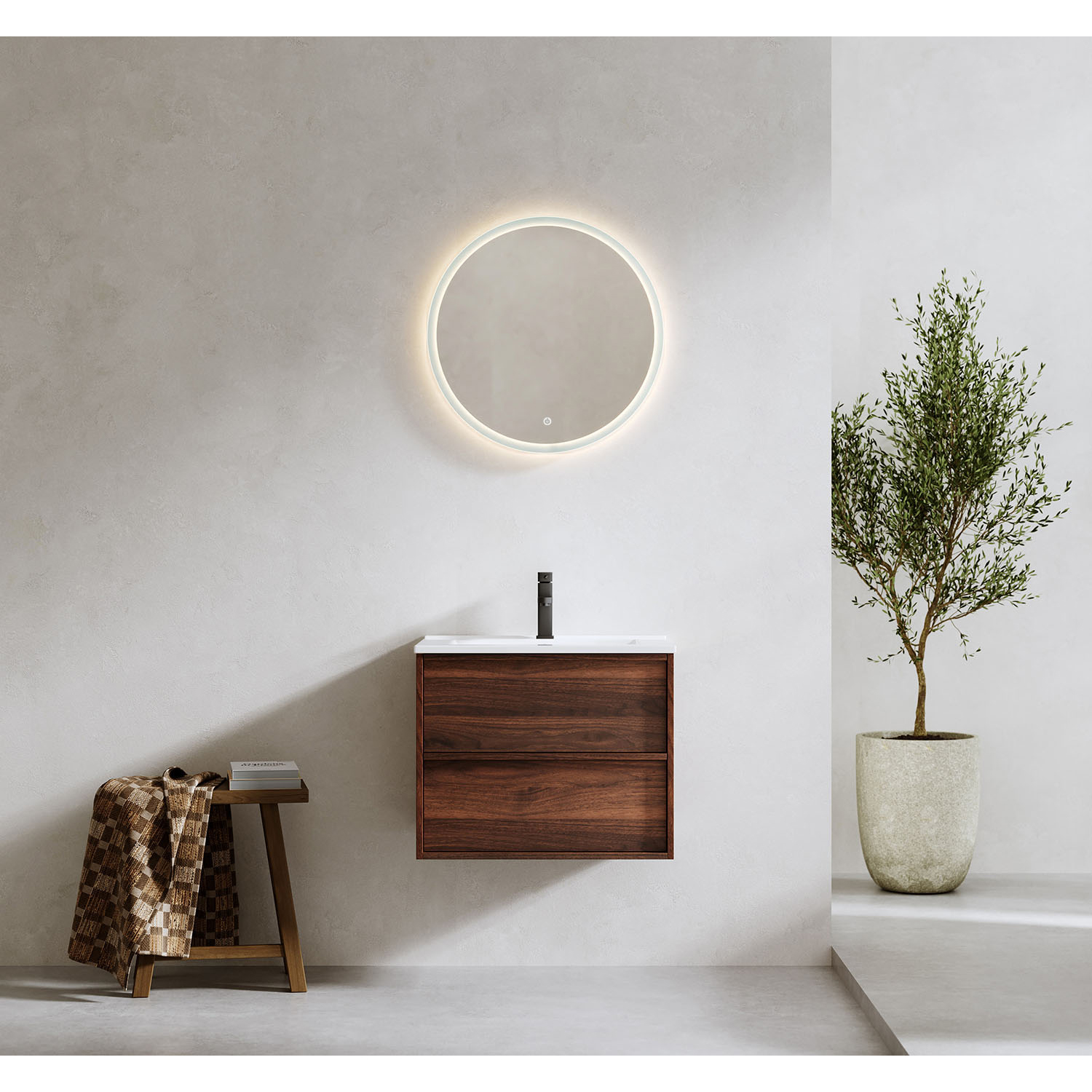 Tvättställsskåp Bathlife Charm med Tvättställ och Spegel Skina