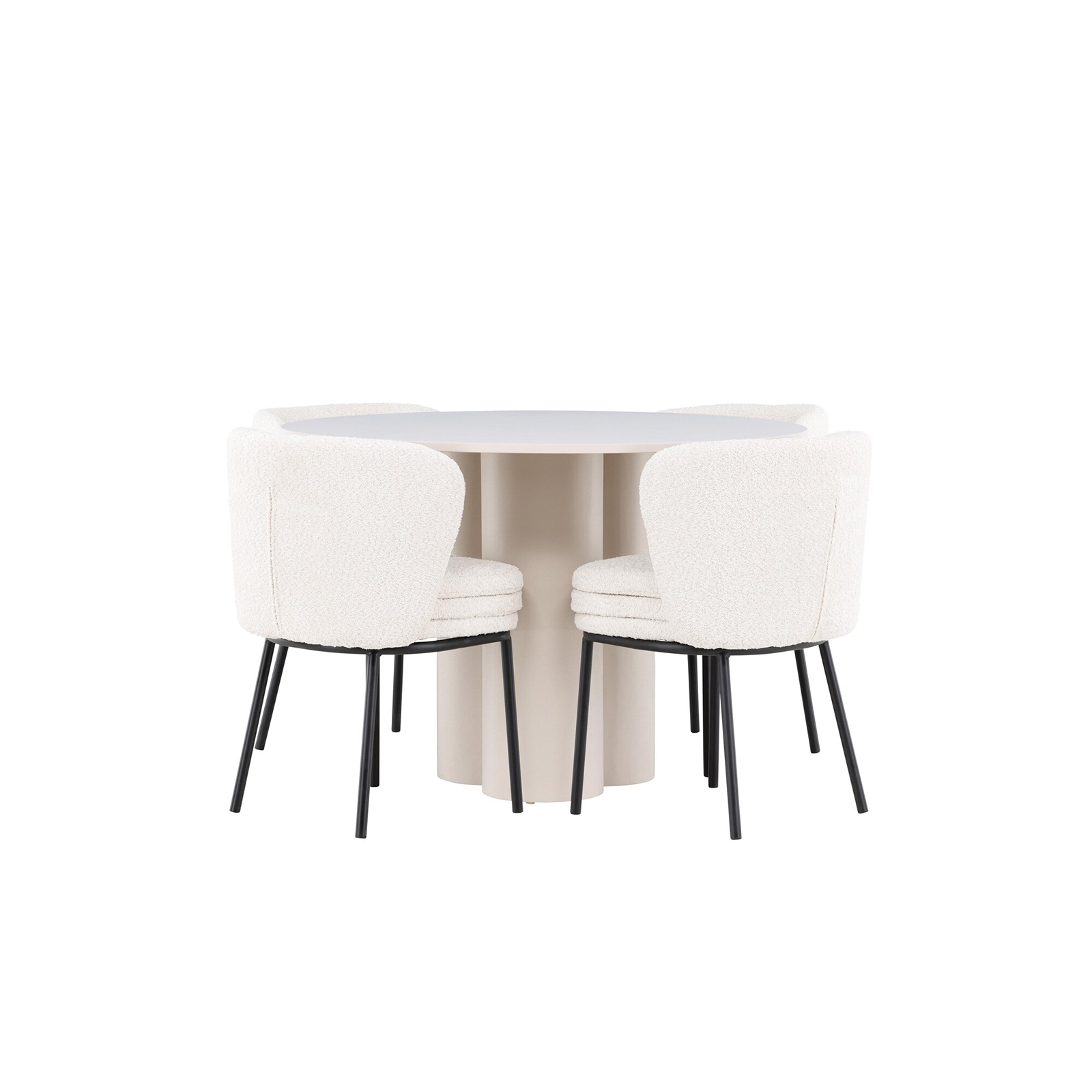 Spisegruppe Venture Home Olivia Ø110 med 4 stk Agnes Stoler