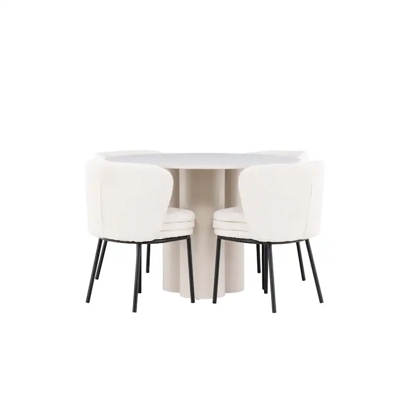 Spisegruppe Venture Home Olivia Ø110 med 4 stk Agnes Stoler
