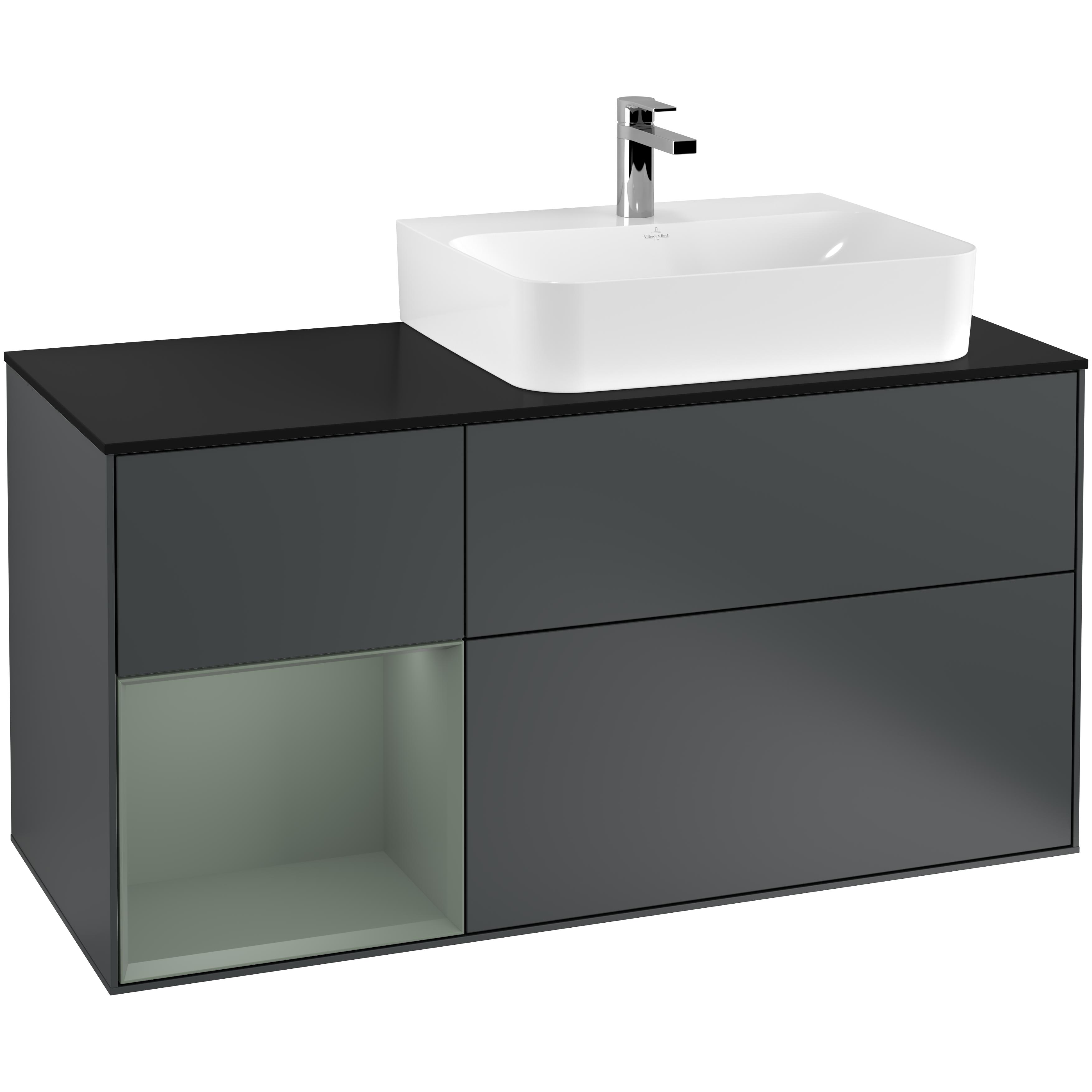 Tvättställsskåp Villeroy & Boch Finion med 3 Lådor Hylla och Bänkskiva för Ocentrerat Tvättställ