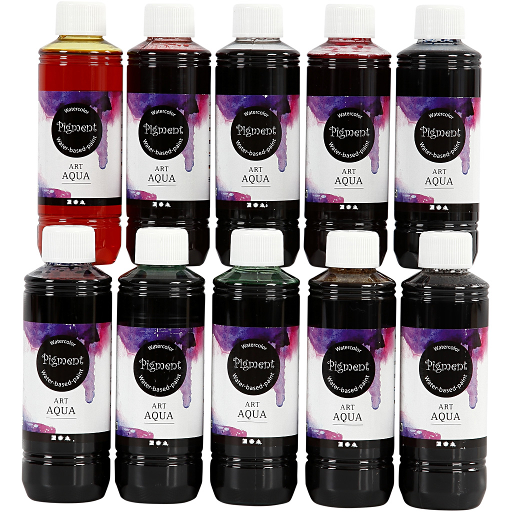 Flytande akvarellfärg, mixade färger, 10x250 ml/ 1 förp. 250 ml