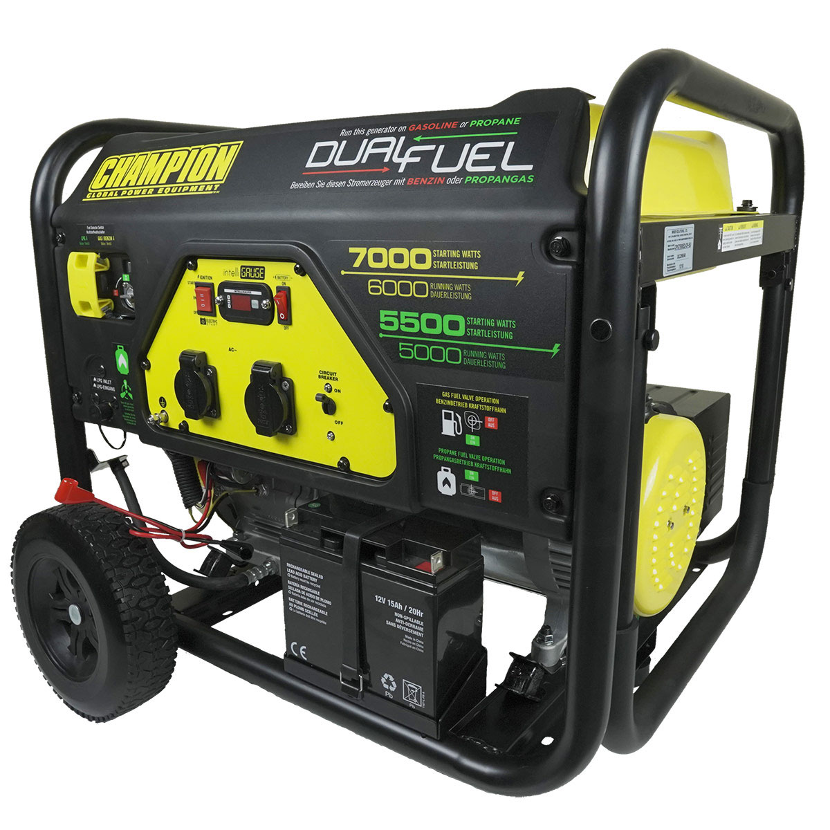Strømaggregat Champion Generators CPG7500E2 7kW 1-fas Dual Fuel