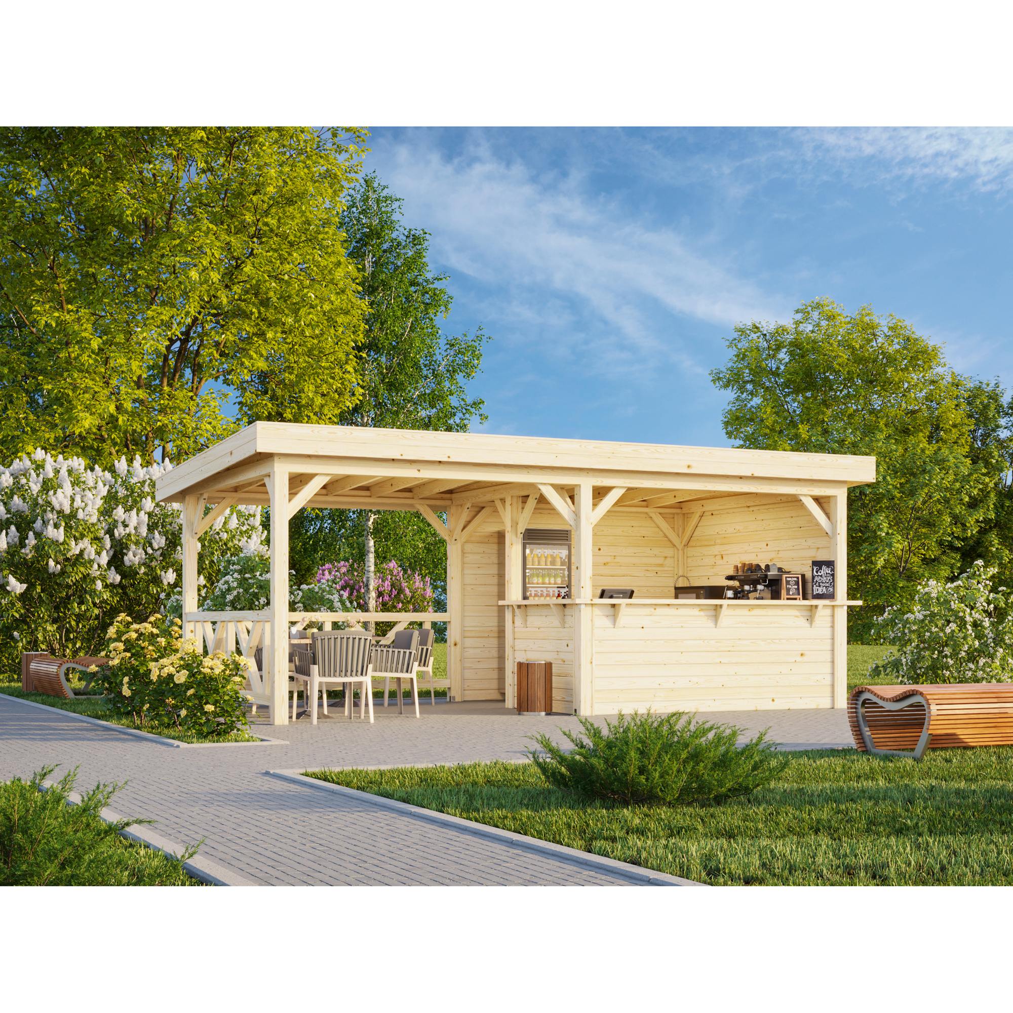 Lenna paviljong 16,6 m2 Set 310 Ubehandlet Tre