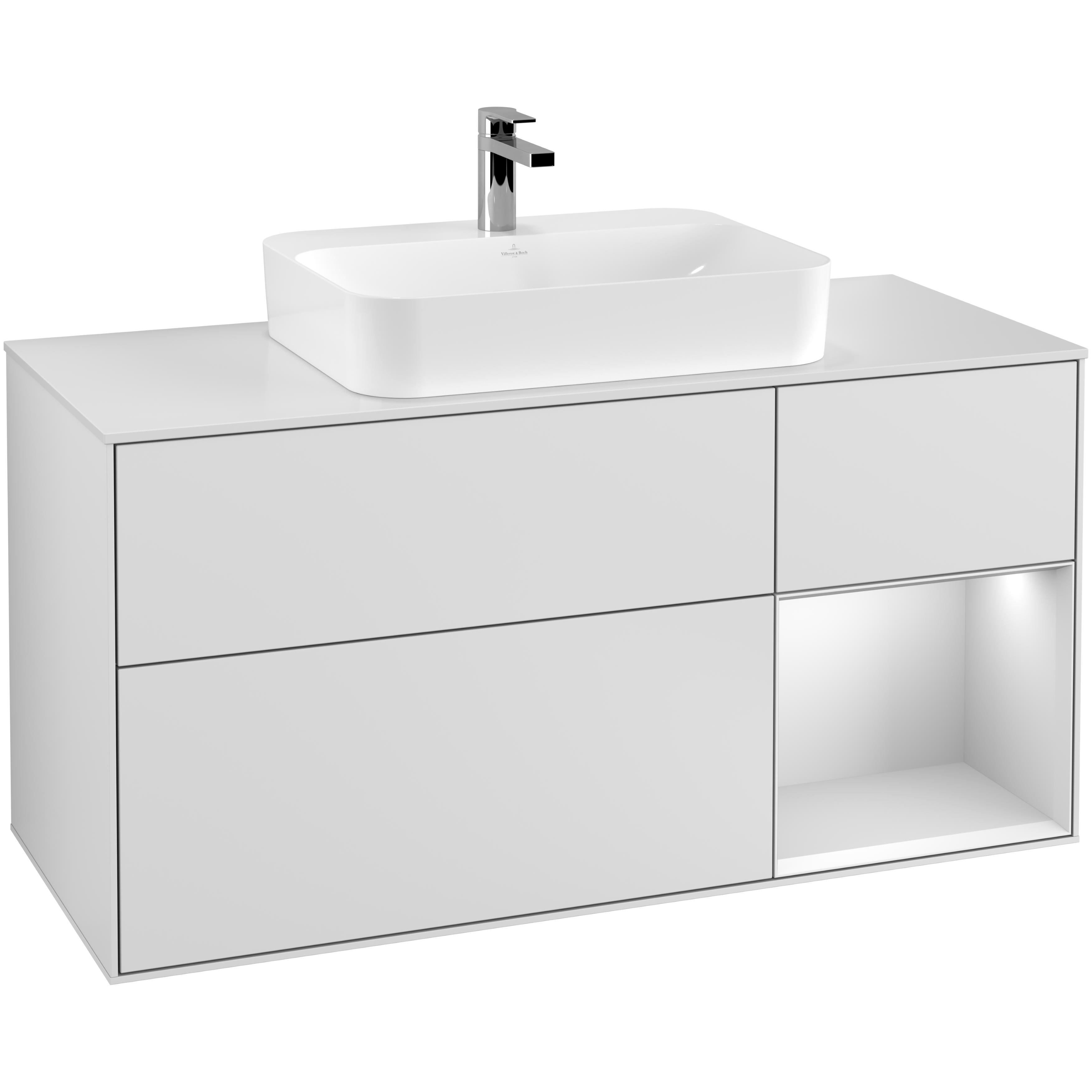Tvättställsskåp Villeroy & Boch Finion med 3 Lådor Hylla och Bänkskiva för Ytmonterat Tvättställ | badrum - badrumsmobler - tvattstallsskap-och-kommod | KakelKungen