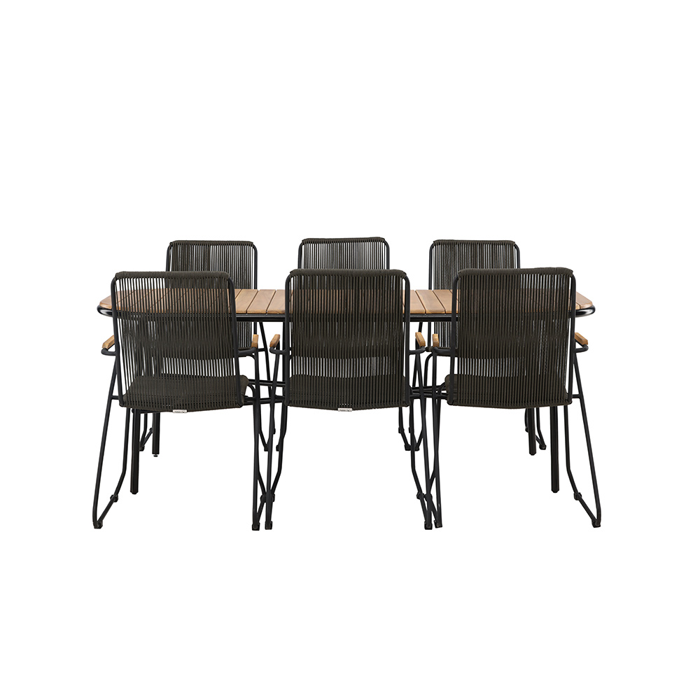 Spisegruppe Venture Home Holmbeck Bord med 6 Bois Stoler