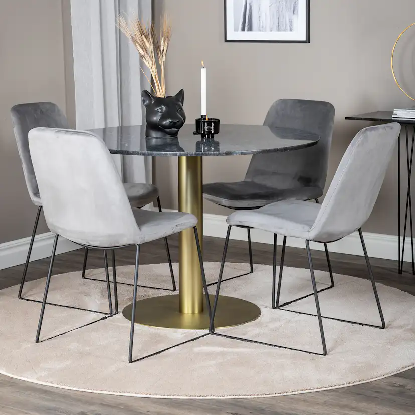 Spisegruppe Venture Home Estelle med 4 Muscot Stoler Fløyel