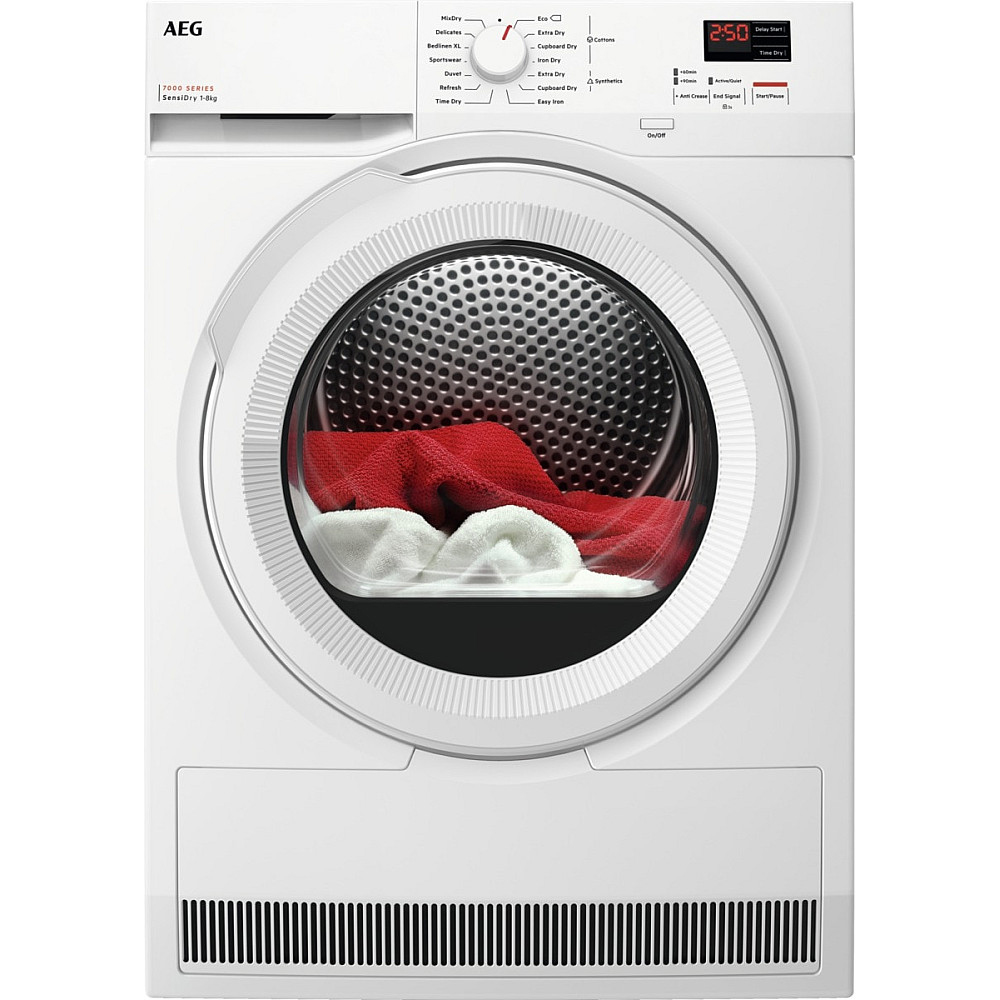 Varmepumpetrommel AEG SensiDry® TR702G84G med Energisparende Teknik Hvit