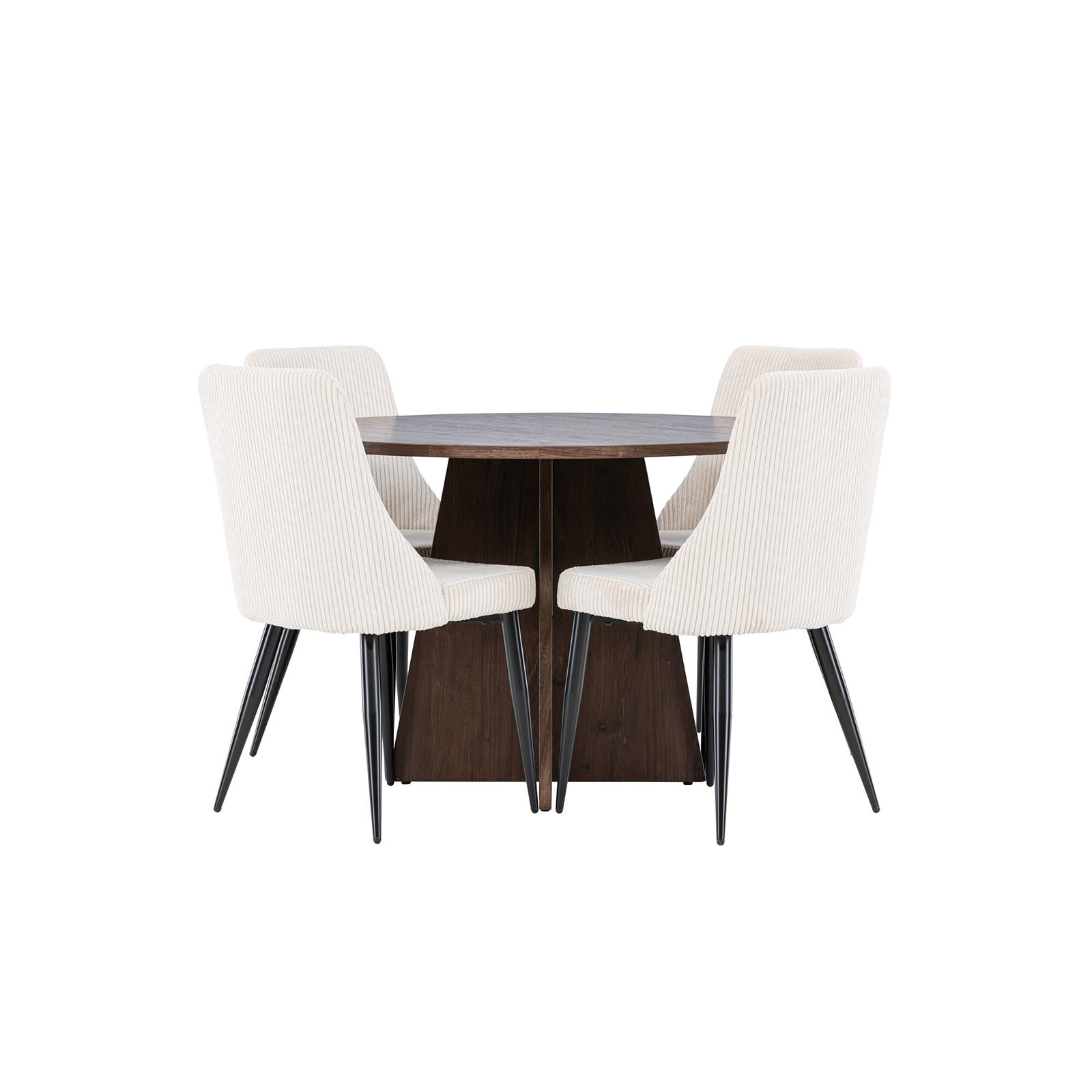 Spisegruppe Venture Home Bootcut Ø110 med 4 stk Leone Stoler
