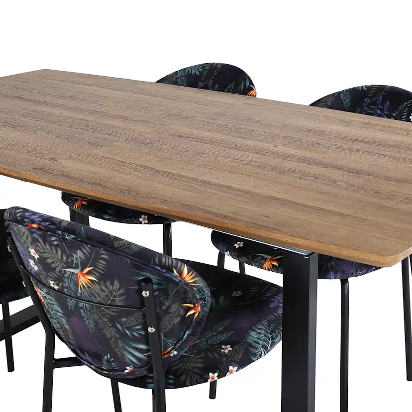 Spisegruppe Venture Home Ina med 4 Valor Stoler Polyester