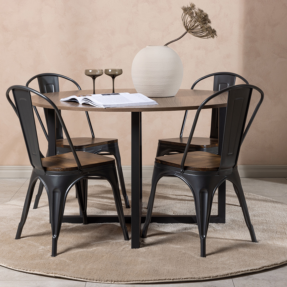 Spisegruppe Venture Home Durango Ø 120 cm med 4 Tempe Stoler
