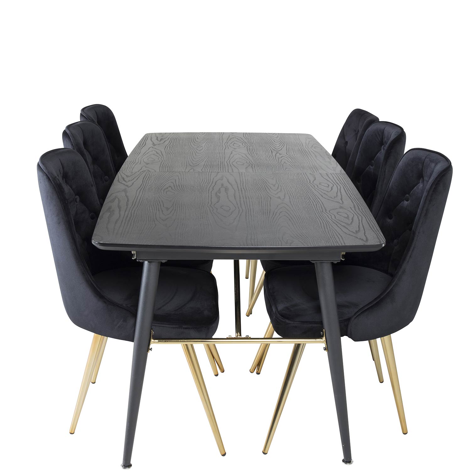 Spisegruppe Venture Home Gold med 6 Velvet Deluxe Stoler