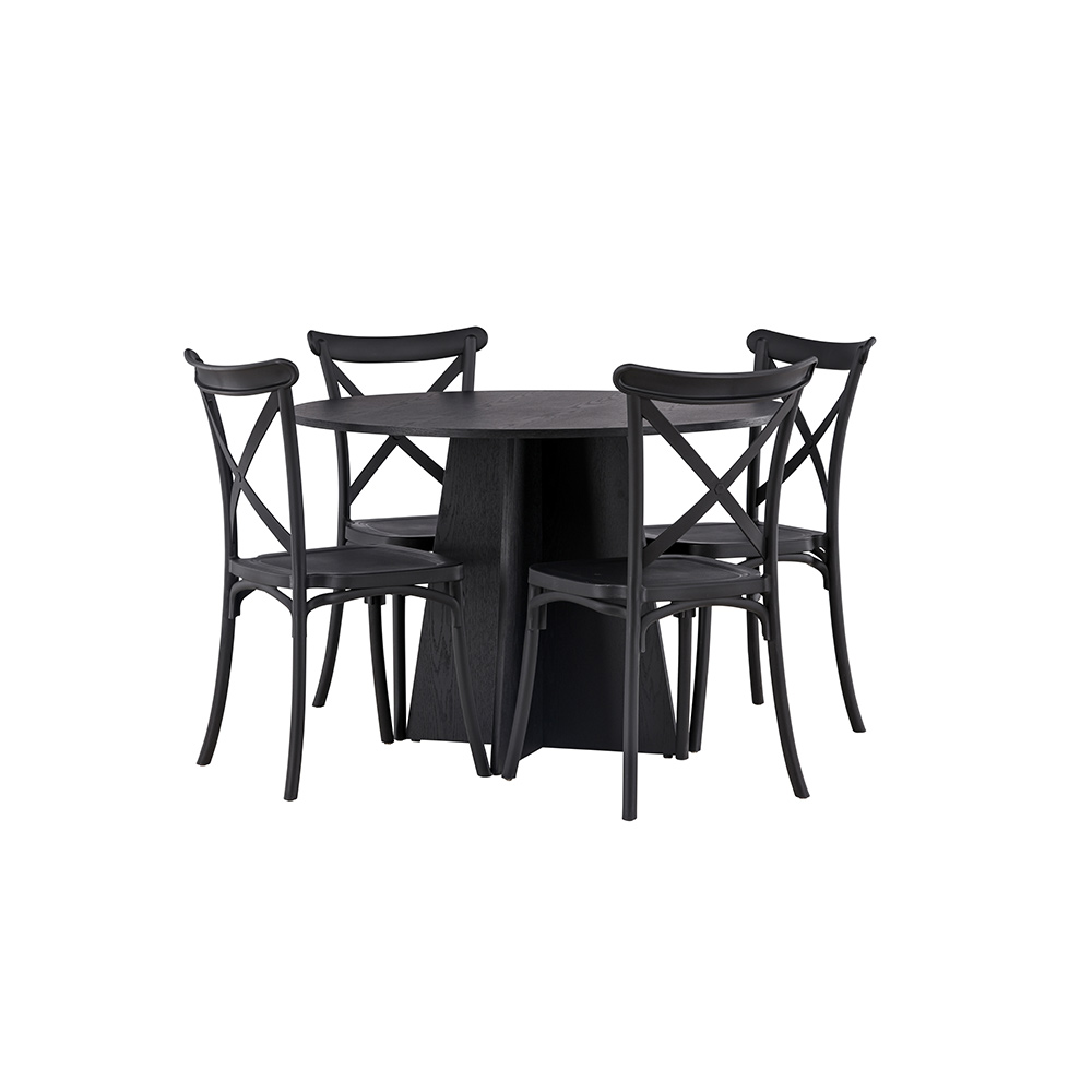 Spisegruppe Venture Home Bootcut Ø110 cm med 4 Crosett Stoler