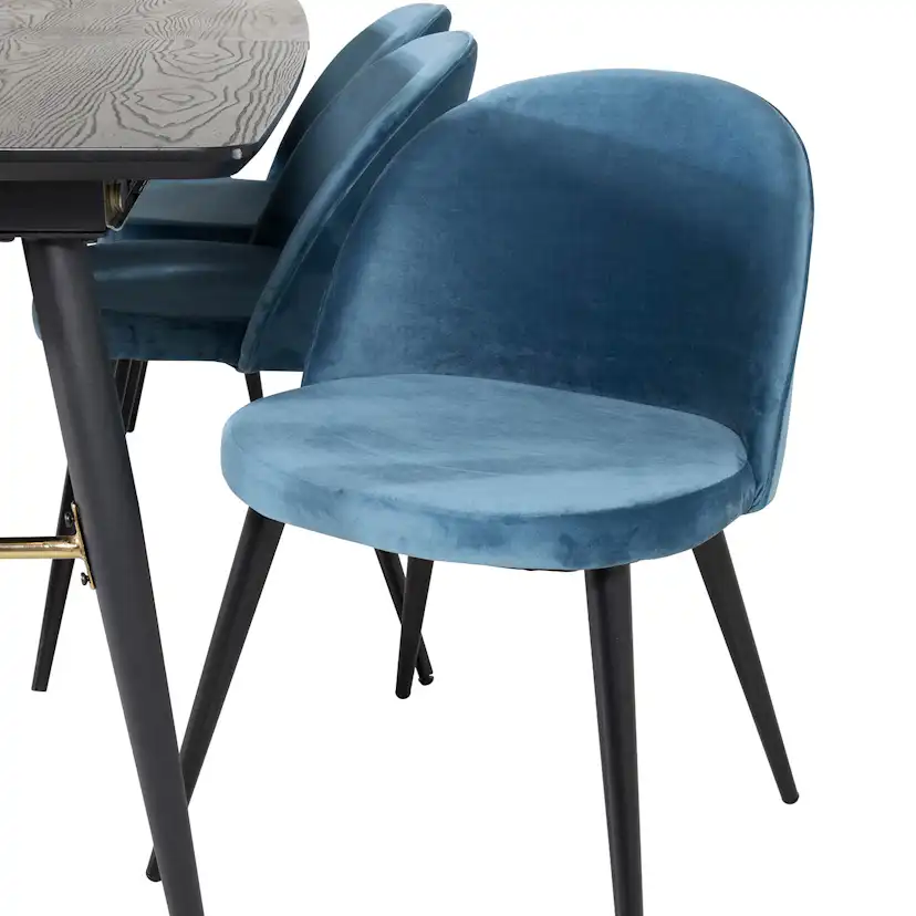 Spisegruppe Venture Home Gold med 6 Velvet Stoler