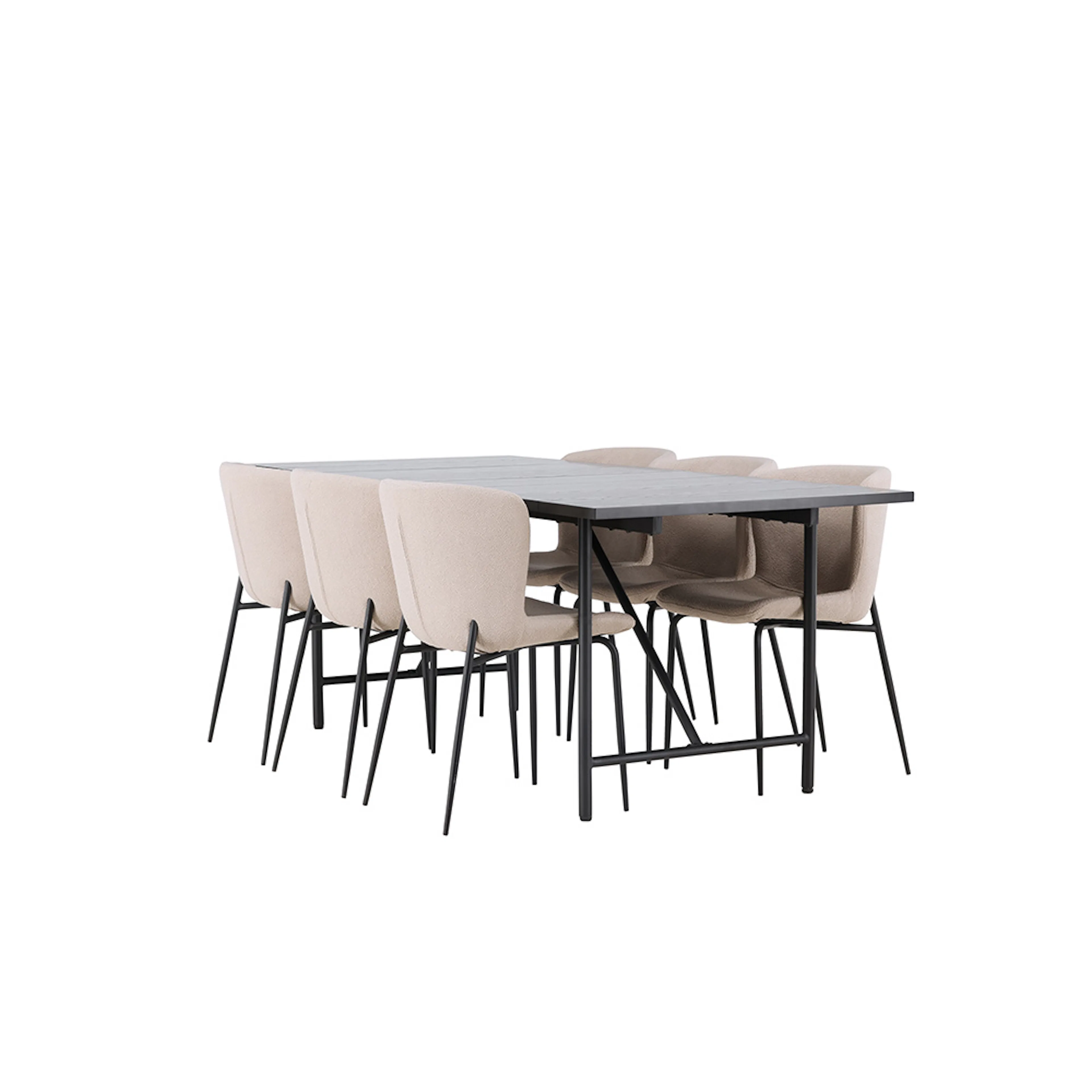 Matgrupp Venture Home Astrid med 6 Modesto Stolar Sort/Beige