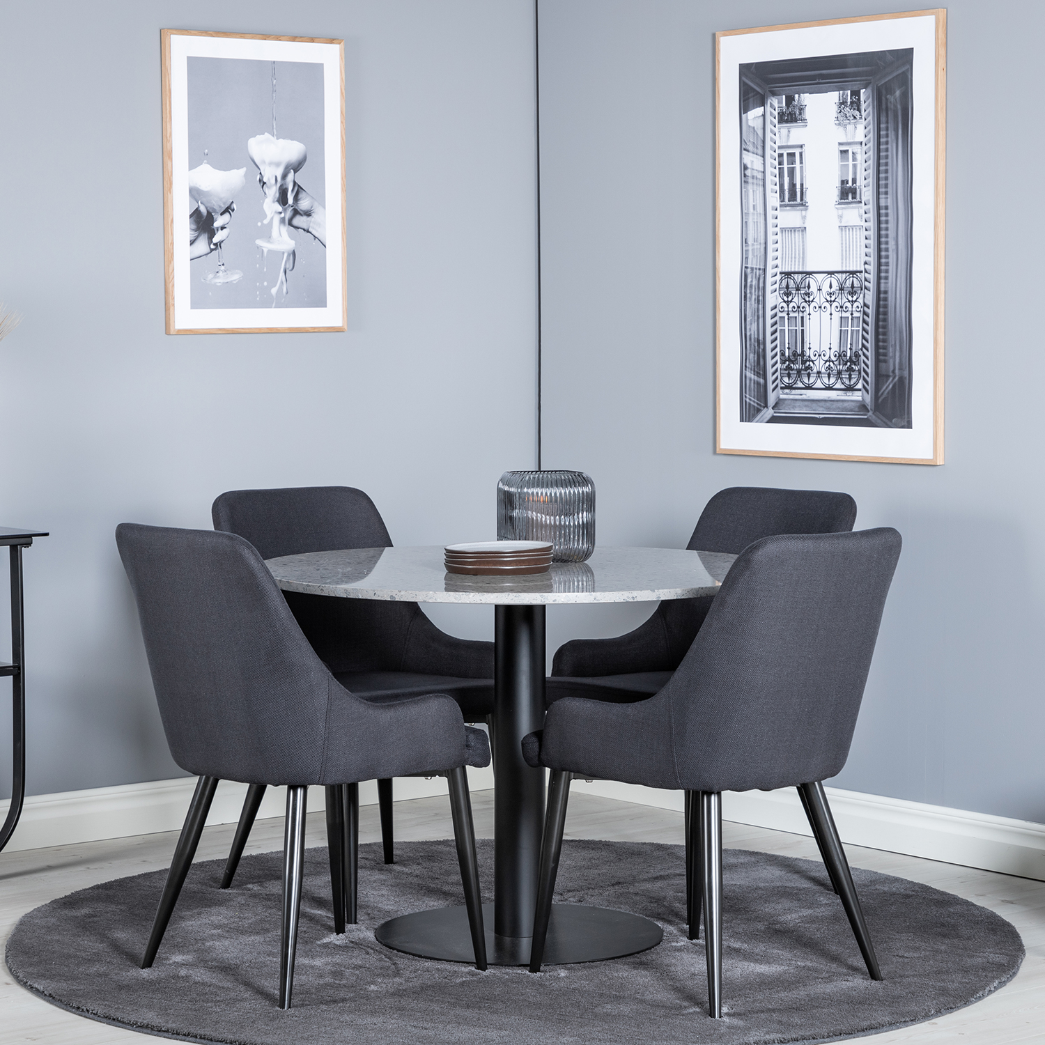Spisegruppe Venture Home Roxanna med 4 Plake Stoler Rundt