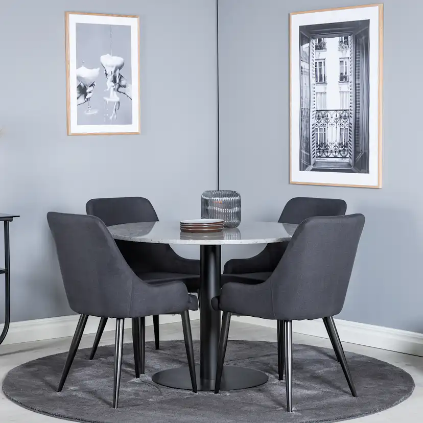 Spisegruppe Venture Home Roxanna med 4 Plake Stoler Rundt