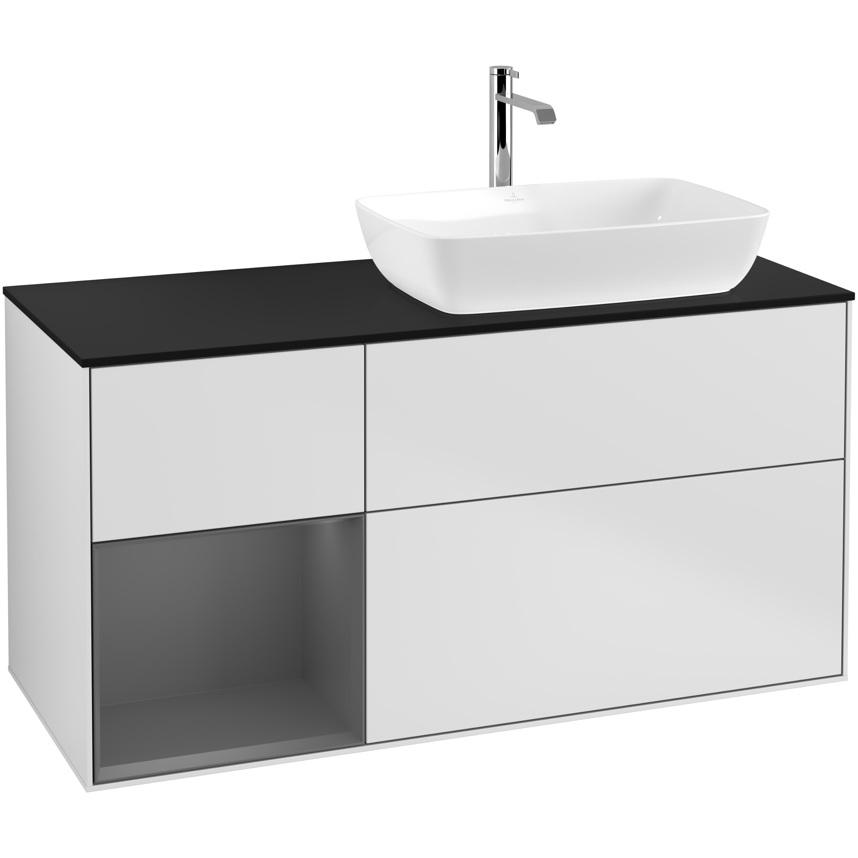 Tvättställsskåp Villeroy & Boch Finion med 3 Lådor Hylla och Bänkskiva för Ocentrerat Tvättställ från Artis & Collaro