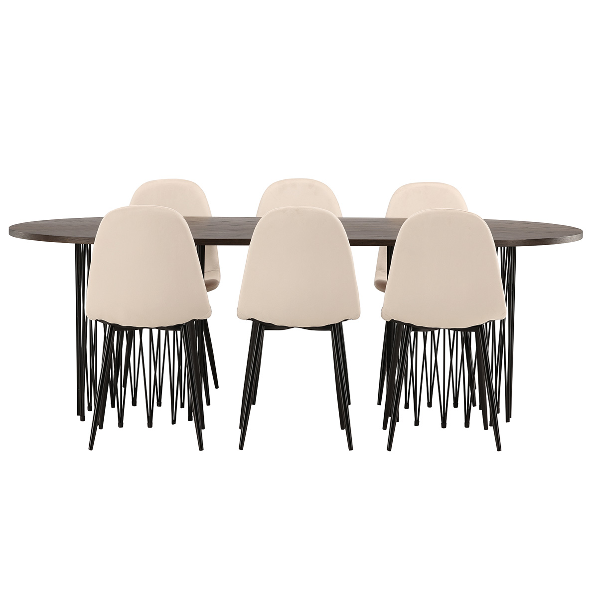 Spisegruppe Venture Home Stone med 6 Polar Stoler Fløyel